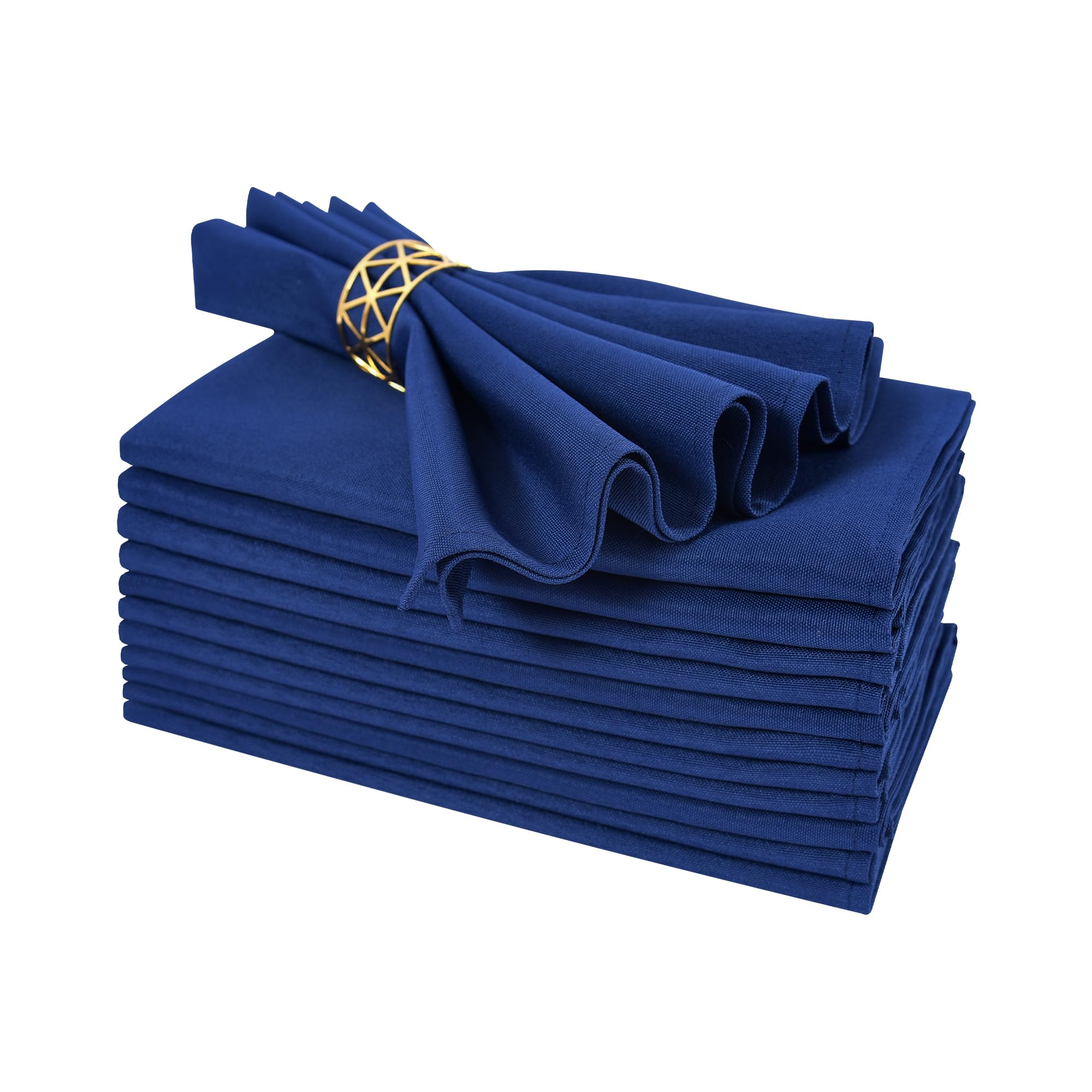 Cloth Napkins Set of 12 Washable Dinner Napkins Square 18X18 Inch Navy Blue Reusable Table Napkin with Hemmed Edges for Hotel Restaurant Wedding Party