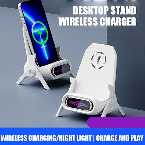 Miniatura 8 de Cargador inalámbrico magnético para escritorio, soporte de teléfono móvil de carga rápida de 15 W, soporte de escritorio eficiente para teléfonos