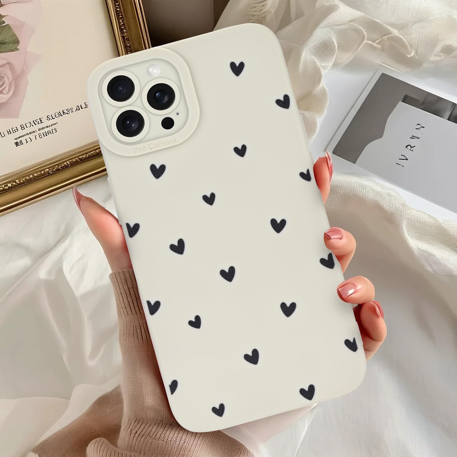 Dhzik IPhone 14 Pro Hülle Mit Herz – Niedlich, ästhetisch, TPU, Mit Erhöhtem Rand Für Bildschirmschutz