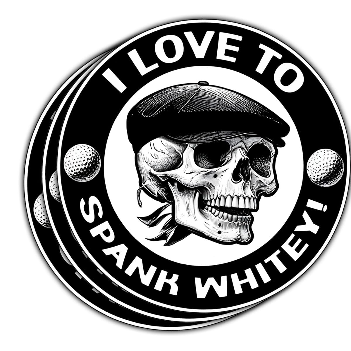 (3Pcs) I Love to Spank Whitey Sticker, Golf Vinyl Decal, Golf Ball Window Decal, Funny Golf Quote Golf Players Golf Ball White Stickers - Stickers for Laptop Water Bottle Phone Car Window Helmet 3"