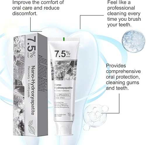 Miniatura 2 de 2 piezas de pasta de dientes con hidroxiapatita, pasta de dientes de limpieza profunda, protección avanzada del esmalte, fórmula sin flúor con menta