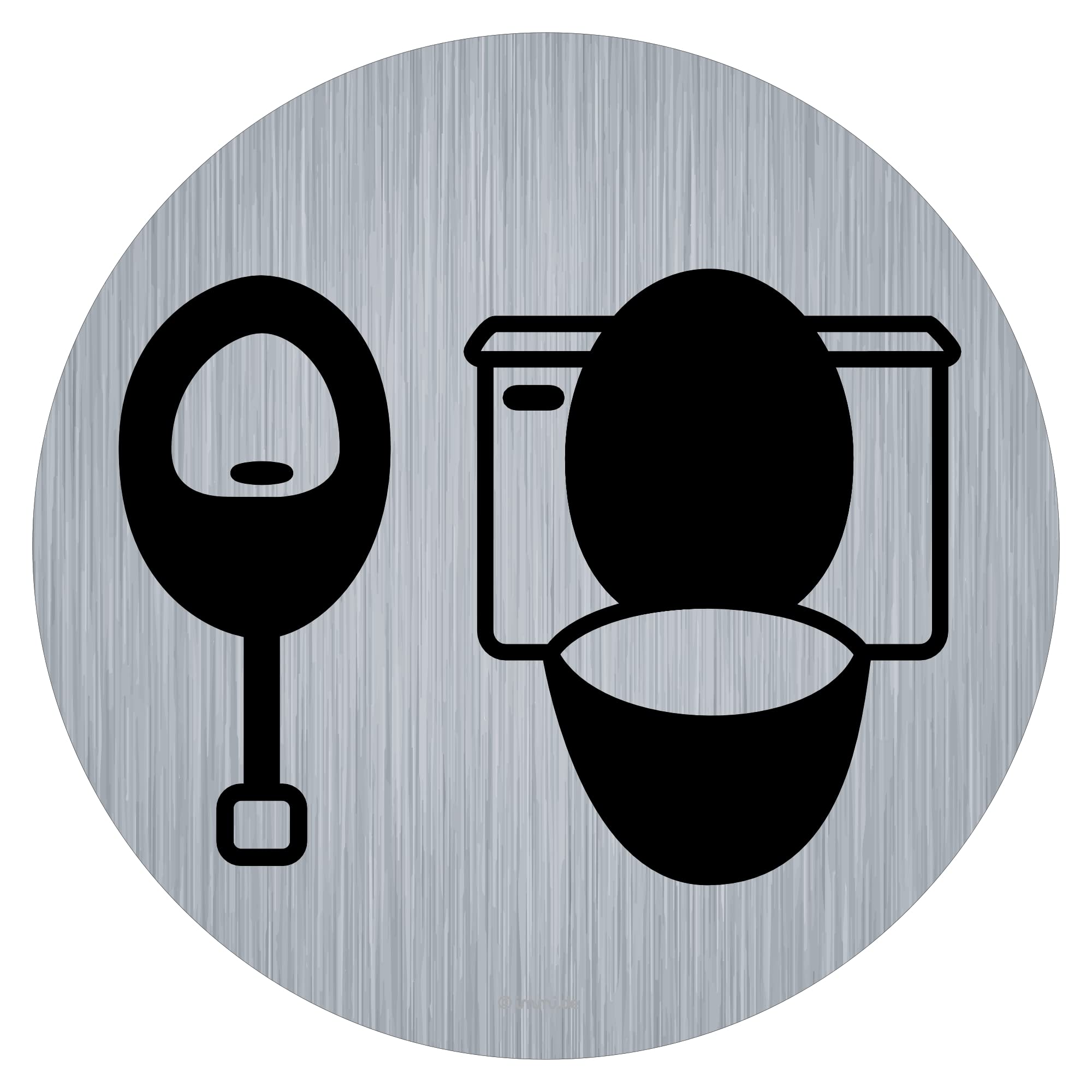 immi Piktogramm Aufkleber, Edelstahl-Optik, 9,5cmØ (Pissoir and toilet)