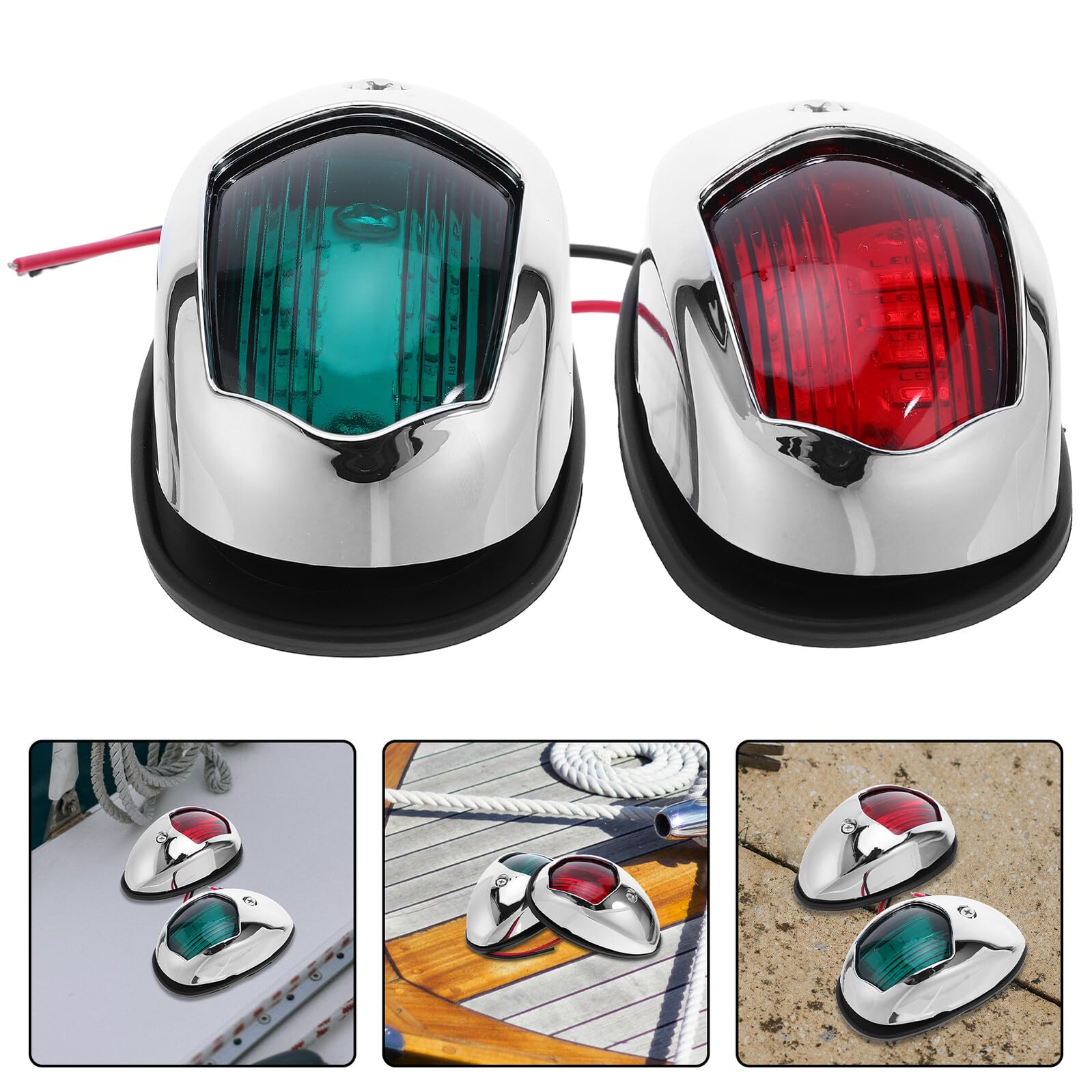 Abaodam Luci Laterali Barca LED 12v 2 Pezzi in Abs e Acrilico | Argento, per Speeds Boat e Pontoon, Uso Nautico Notturno, Impermeabili e Lunga Durata