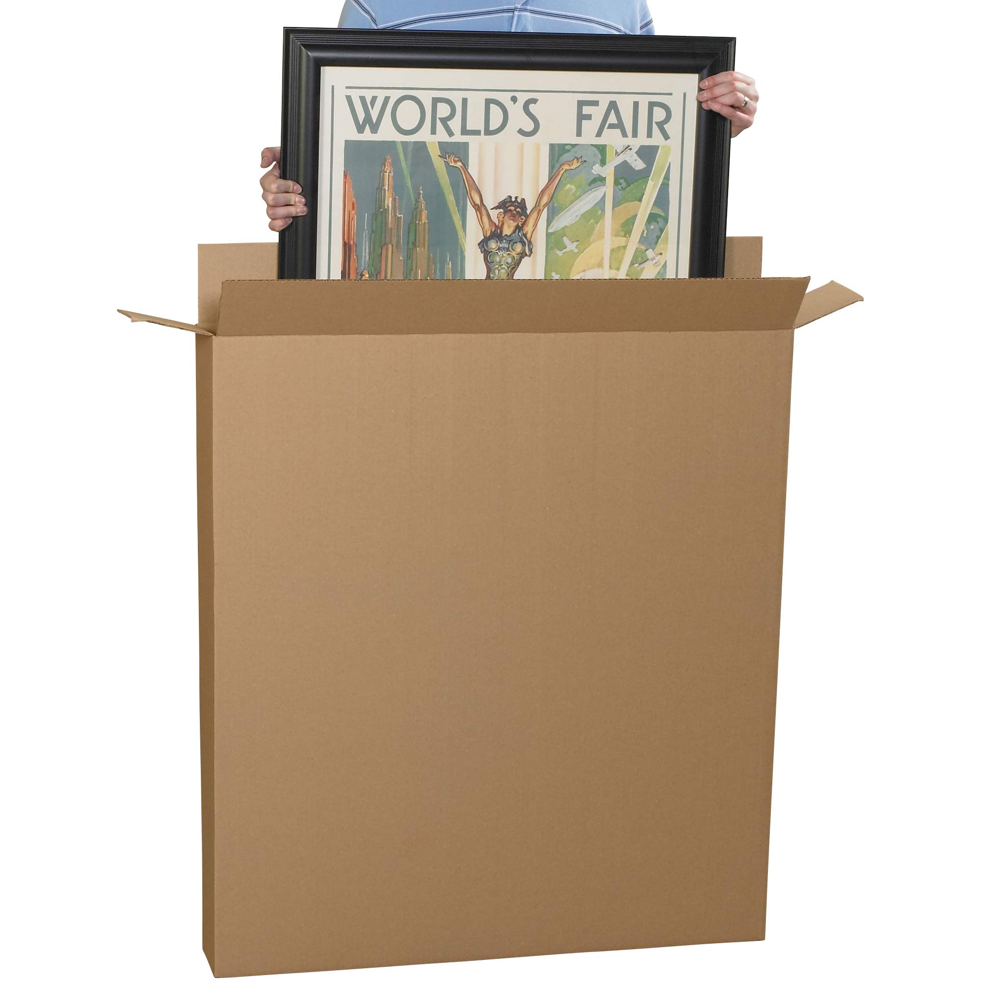BOX USA 5 Pack of Side Loading Corrugated Cardboard Boxes, 36" L x 5" W x 48" H, Kraft, Shipping, Packing and Moving