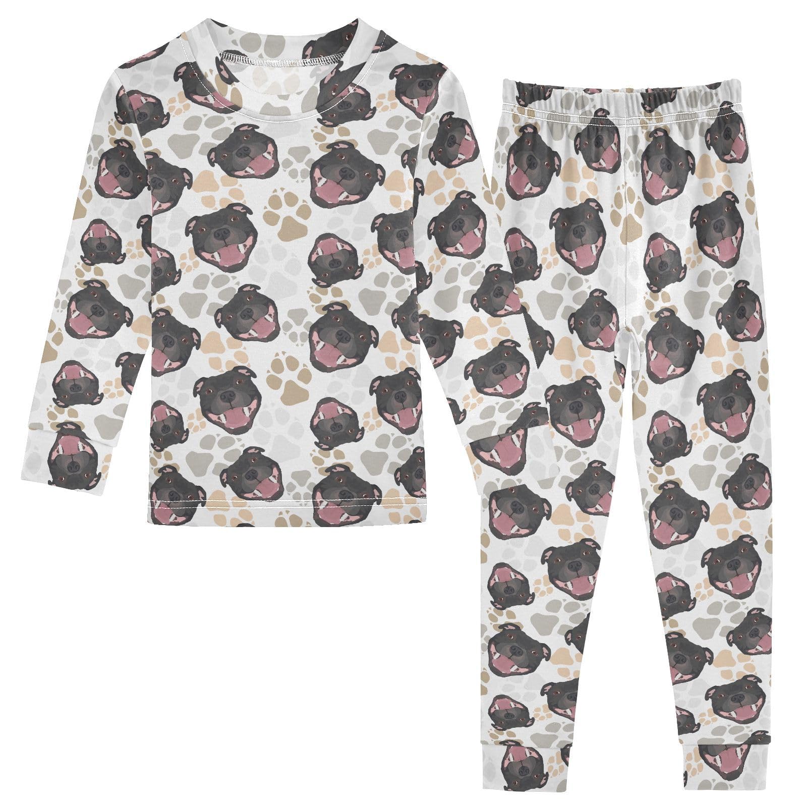 JHKKU Staffordshire Bull Terrier Dog Pajamas Set Cotton 2 Piece Soft Comfy Pjs Long Sleeve Lounge Sleepwear 5T