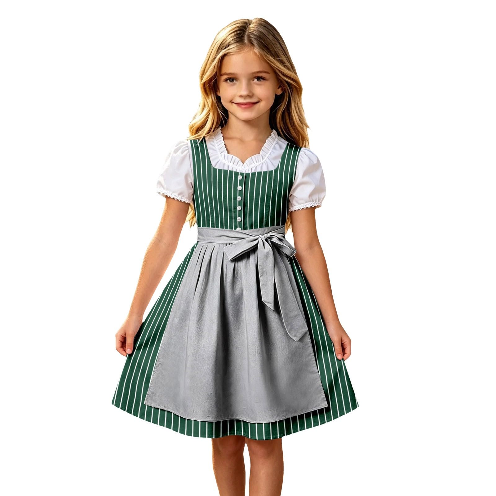 Girls Oktoberfest Costume Bavarian Beer Festival Dirndl Dress with Apron โ image 1