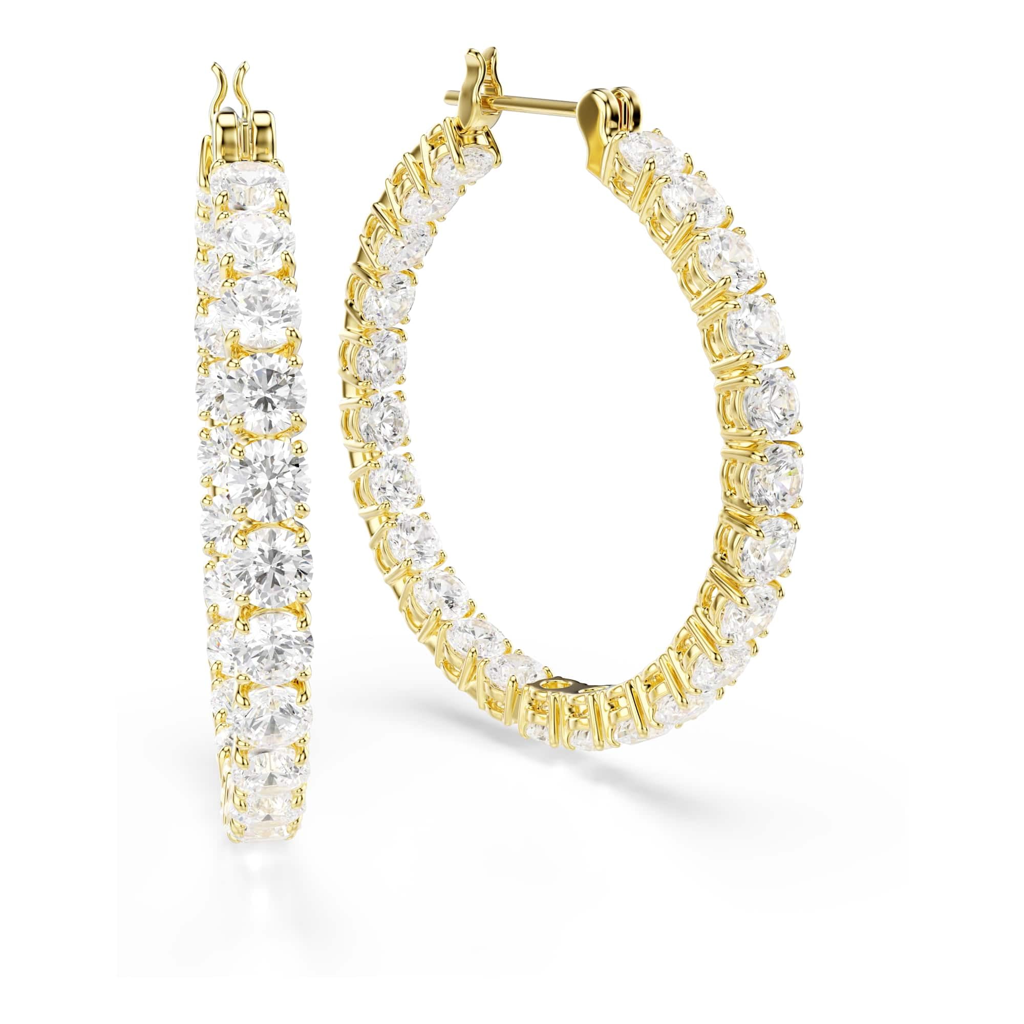 Swarovski Matrix Kreolen, Rundschliff, Weiß, Goldlegierungsschicht