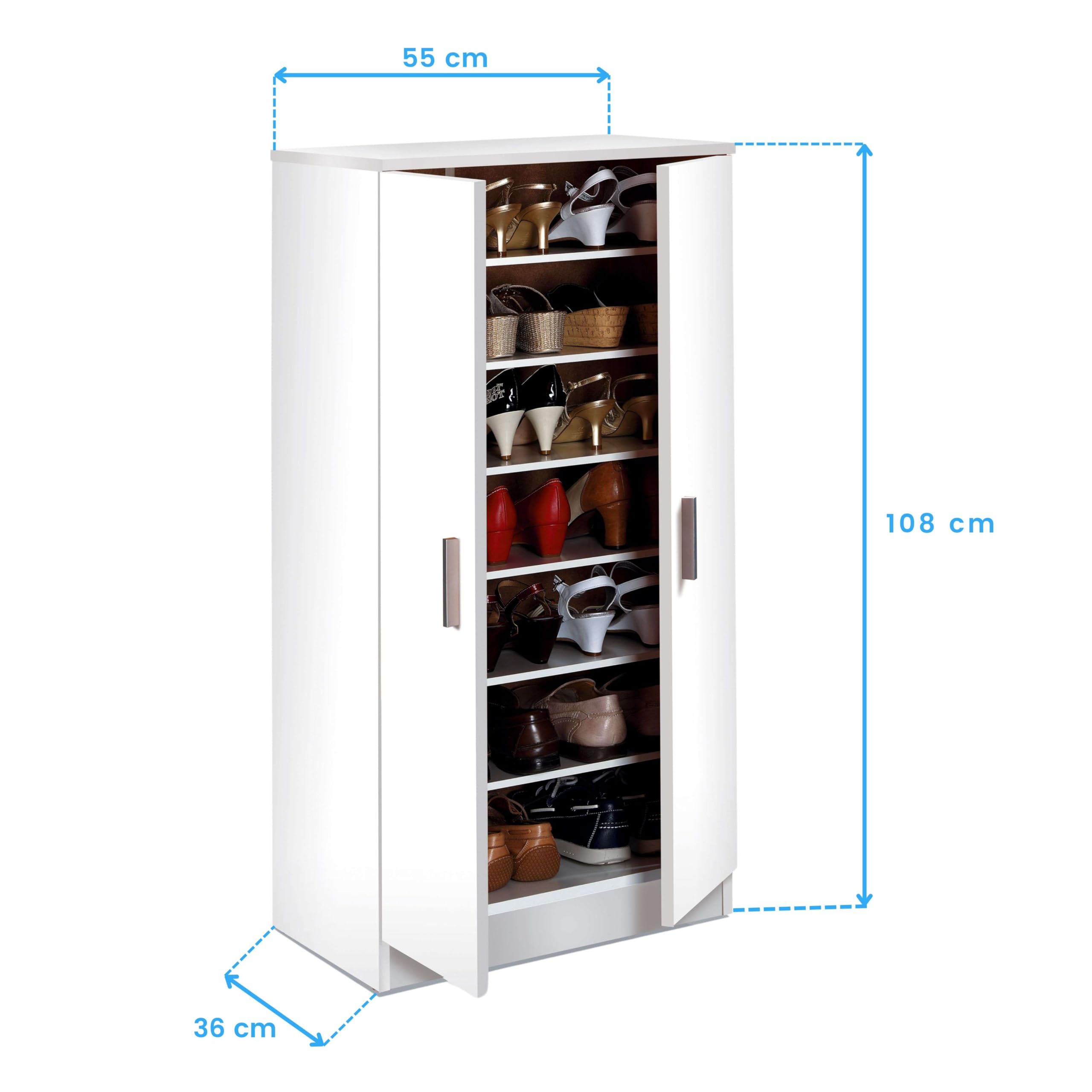 Habitdesign Vivian C1 007813O - Scarpiera Basic, Mobili ausiliari in colore Bianco Brillante, Misure: 108 cm (altezza) x 55 cm (lunghezza) x 36 cm (profondità)