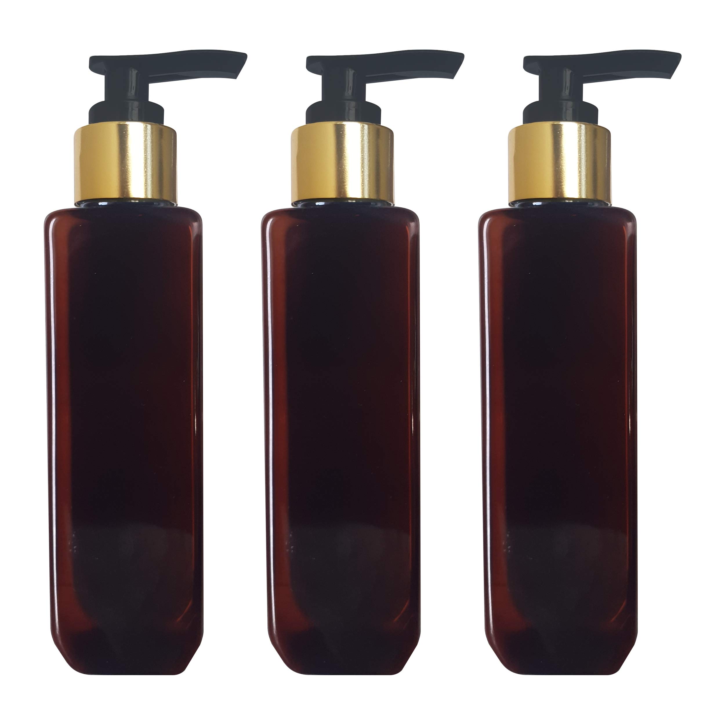 Zenvista 200ml Amber Color Bottle Glass Finish with Gold Platting Black Dispenser Pump for Lotion/DIY Moisturizer/Hand Wash- Pack of 3-image-49