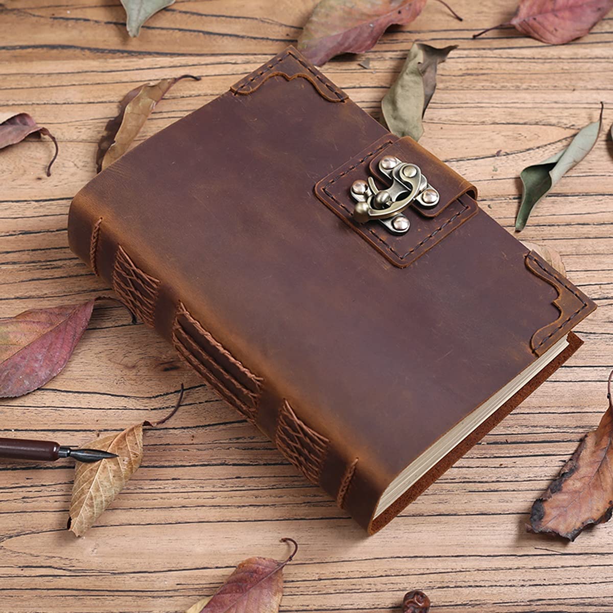 A5 Cowhide Vintage Cuaderno Hecho A Mano Notepad Viajes Diario Creativo Regalo Retro Lock Manual Diario