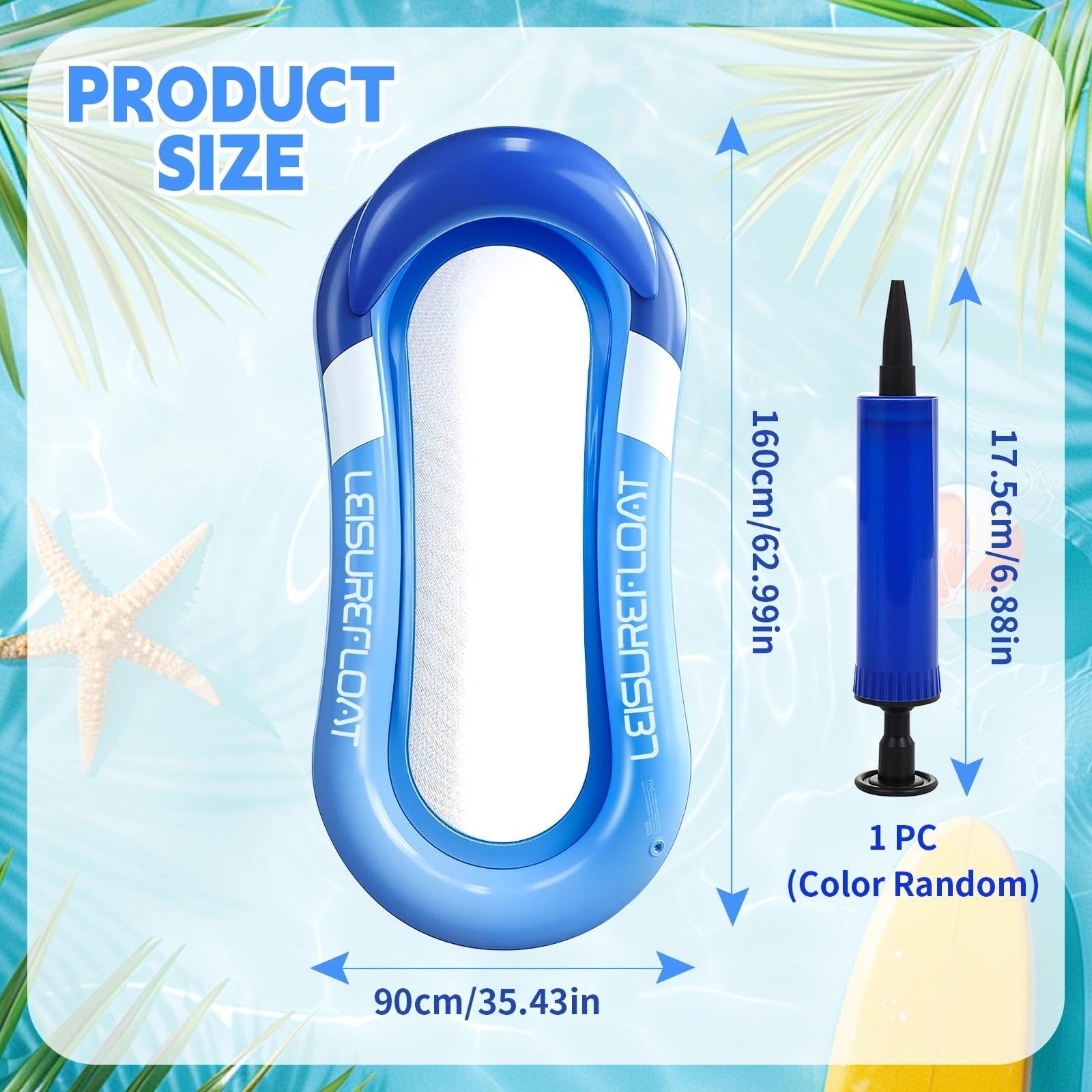 Colchoneta Piscina Adultos, 160x90cm Hamaca Inflable Piscinas, Colchoneta Hinchable con Reposacabezas, Flotadores Piscina Plegable, para la Piscina, Playa, Lago y Fiestas
