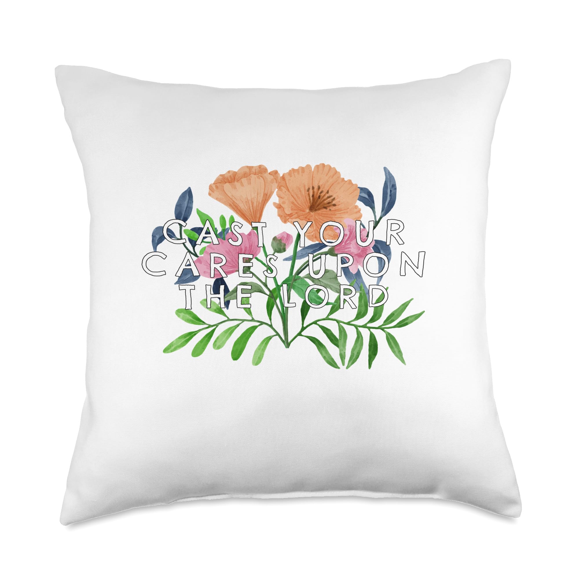 Cast Your Cares Upon The Lord Throw Pillow, 18x18, Multicolor