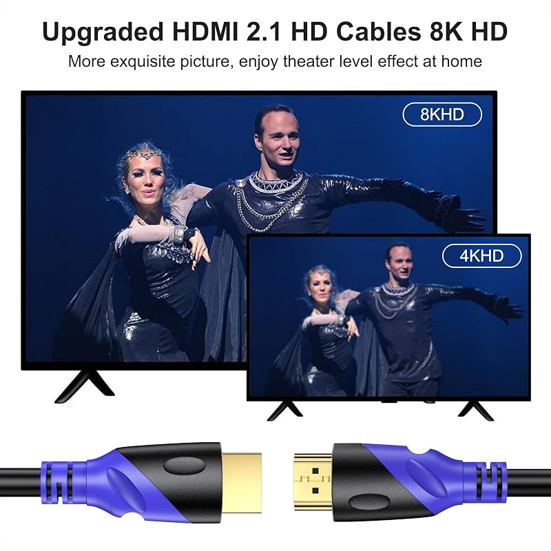 Cablu HDMI 2.1 Rommisie 1 m 8K 60 Hz 4K 120 Hz eARC HDR10 HDCP 2.2 2.3 48 Gbps PC TV HDTV Blu-ray