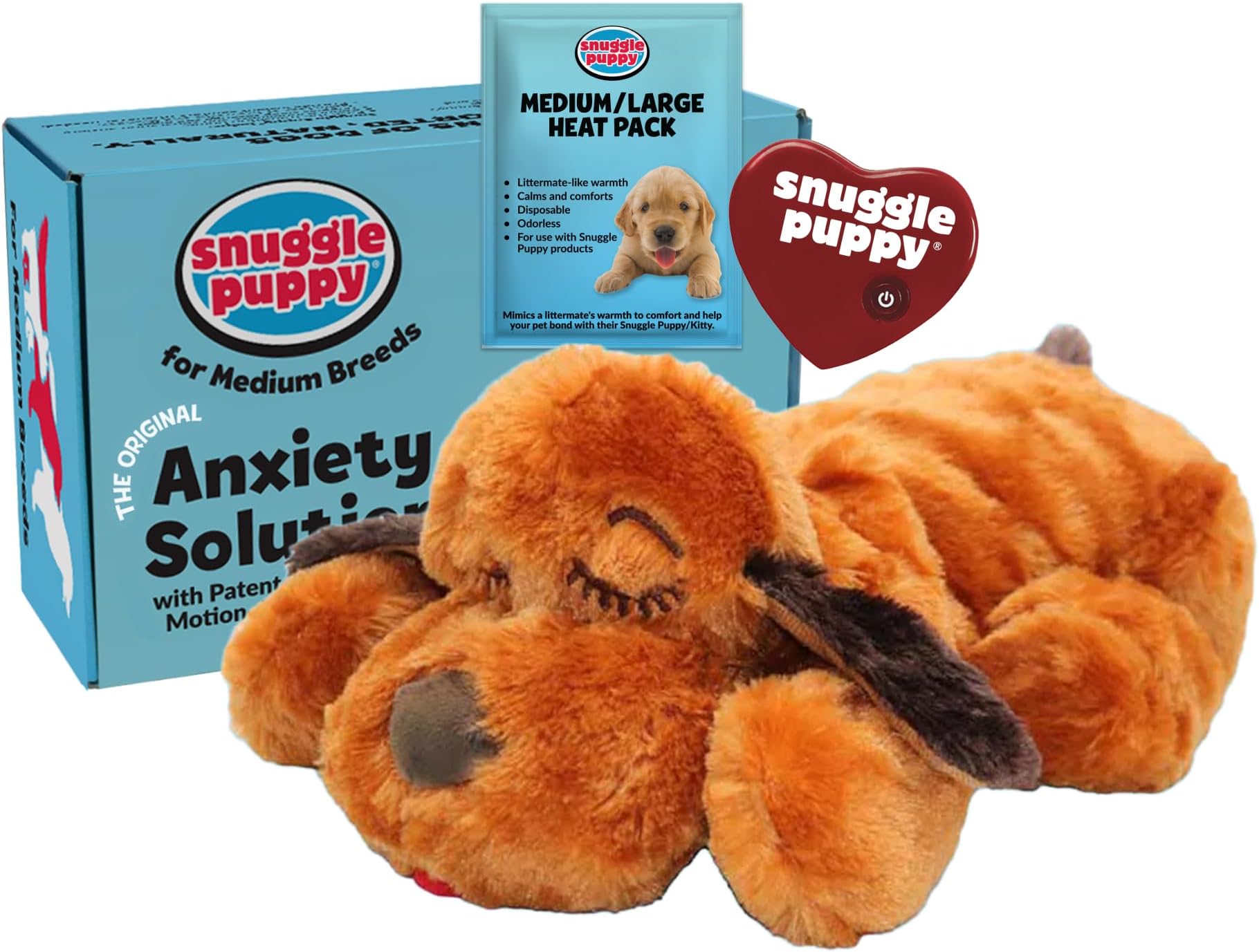 Snuggle Puppy Original Heartbeat Puppy Toy with Real-Feel Pulse and Heat Pack, Plush Comfort Dog Toy for Crate Training, First Nights, and Sleep