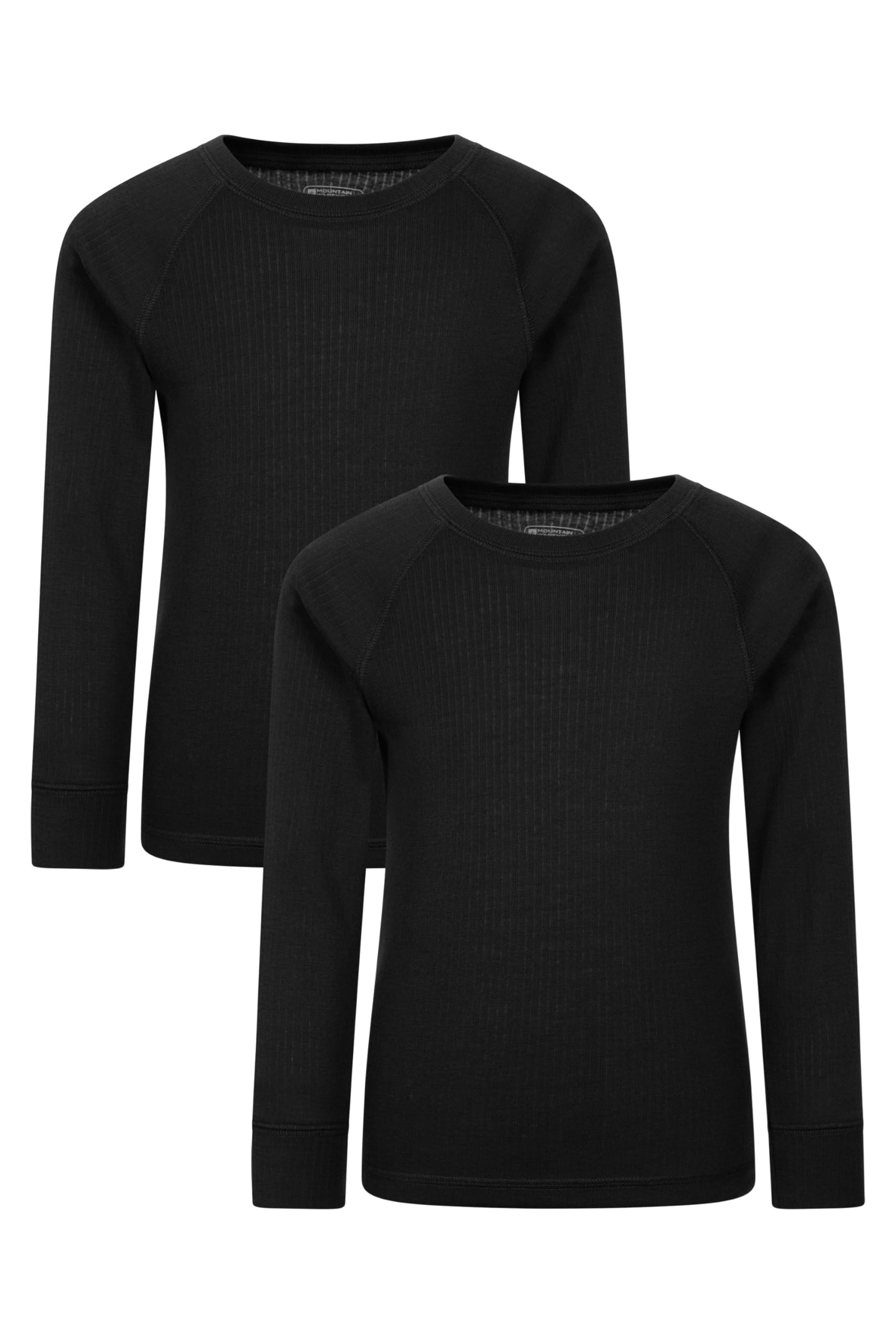 Mountain Warehouse Black (Multipack) Talus Kids Round Neck Base Layer Top Multipack Kids Size 5-6 Years