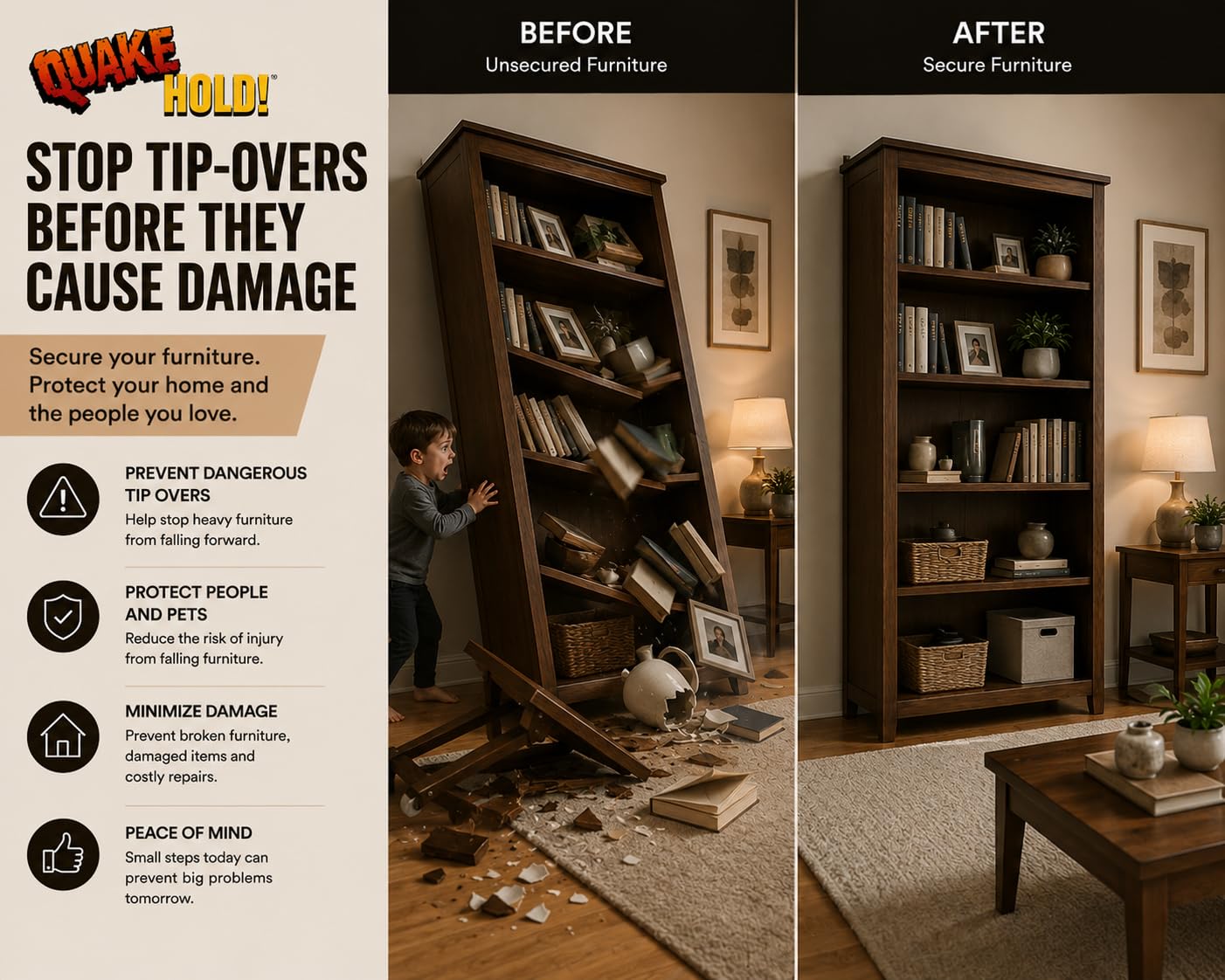 QuakeHold Furniture Straps - Earthquake Safety -4 QuakeHold Furniture Straps - Earthquake Safety -4