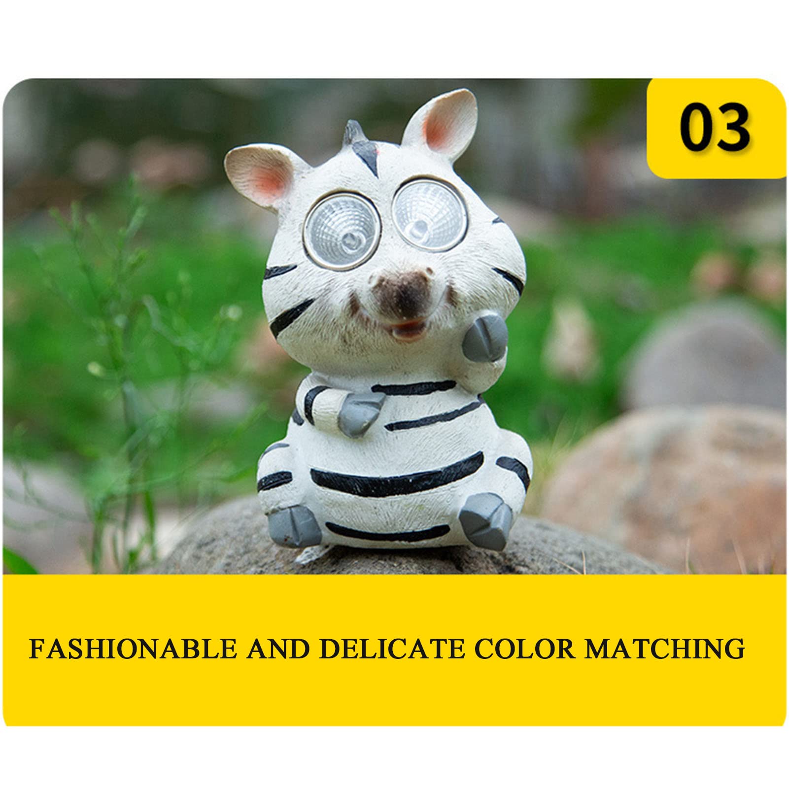 Statuette da Giardino, Zebra a Strisce realistica, Ornamenti a Luce Solare, Scultura in Resina di Piccoli Animali per Soggiorno, Giardino, Balcone, Cortile, Decorazione della Villa re