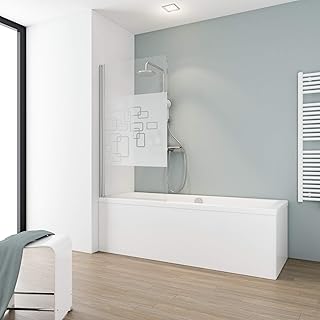 Schulte 80,5 x 140 cm Parawan nawannowy, 1 panel składany, profil chromowany i szkło dekoracyjne, D1650 41 34