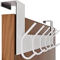 Vista 12 de SKOLOO Gancho para colgar sobre la puerta, 6 ganchos, no requiere montaje, ganchos de puerta de acero inoxidable, perchero para colgar abrigos, Negro