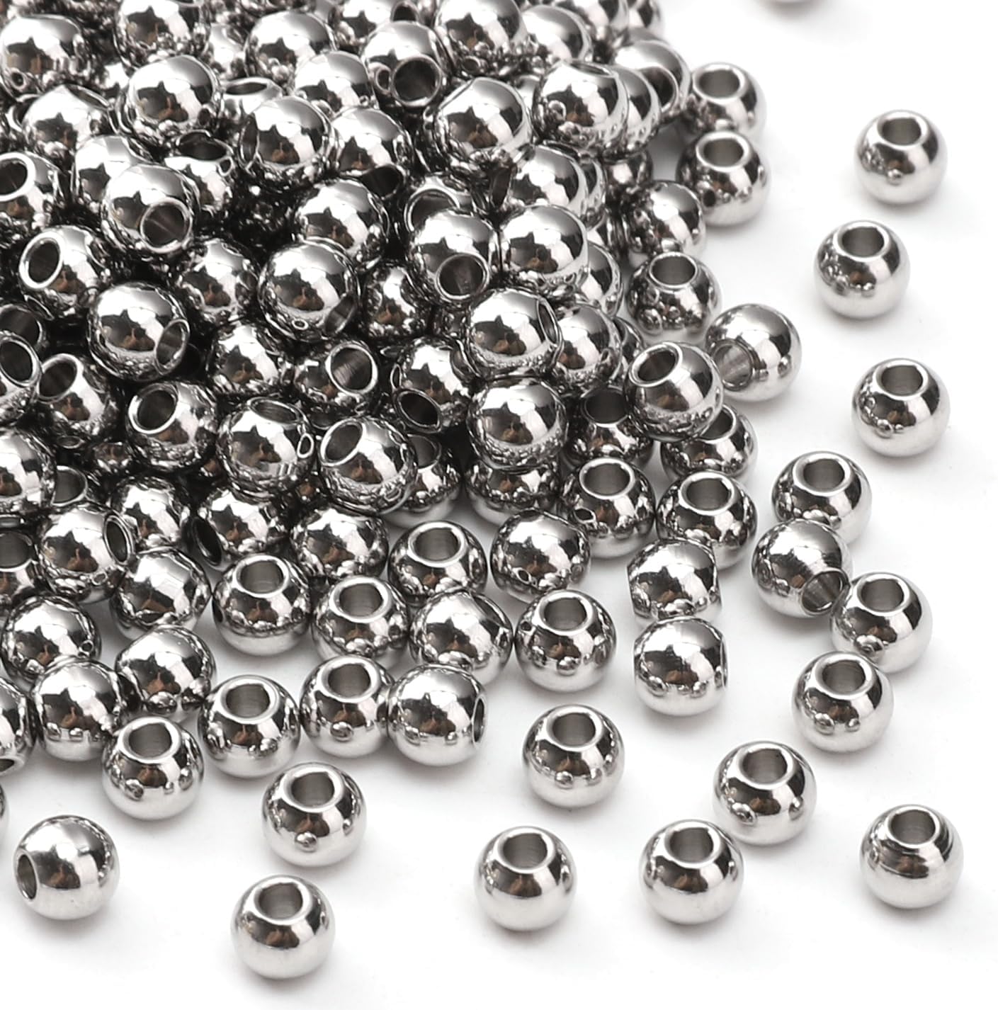 304 Stainless Steel Round Beads 4.0mm 300pcs Spacer Beads for Jewelry DIY Making and Repairing - Image 5