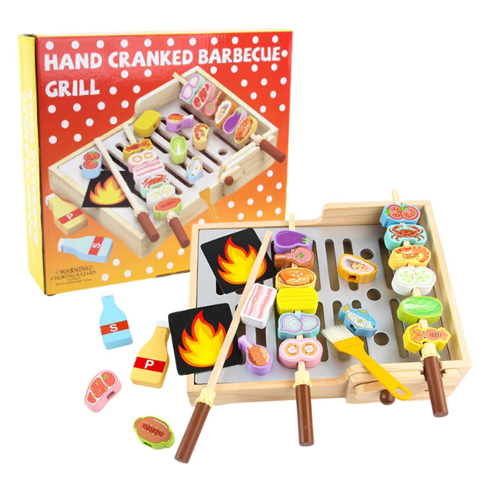 Parrilla Infantil - Lindo Juego de Madera Interactivo Realista Para Niños - Parrilla de Juego de Alimentos | Para Niños Y Niñas Familia Hija Cumpleaños Parque Patio trasero Jardín