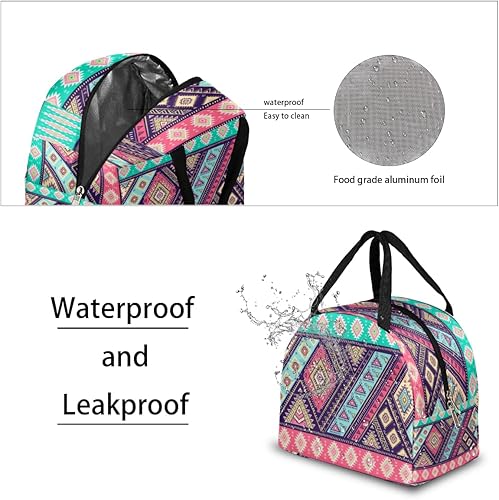 Miniatura 4 de Ethnic Mandala Lunch Bag Insulated Lunch Box for Men Women Lunch Tote Bag Leakproof Meal Prep Bag Cute Lunchbag Lunchbox Indian Paisley Lunch Bags