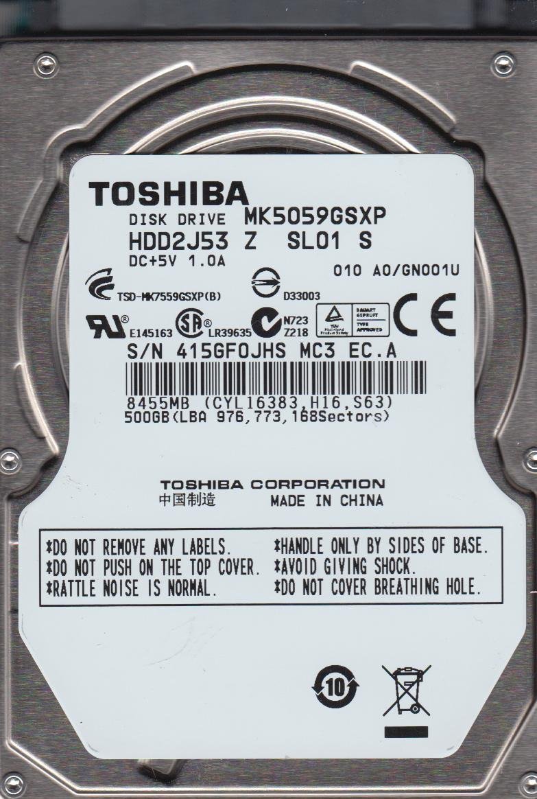Amazon | mk5059gsxp、a0 / gn001u、hdd2j53 Z sl01 S、Toshiba 500 GB
