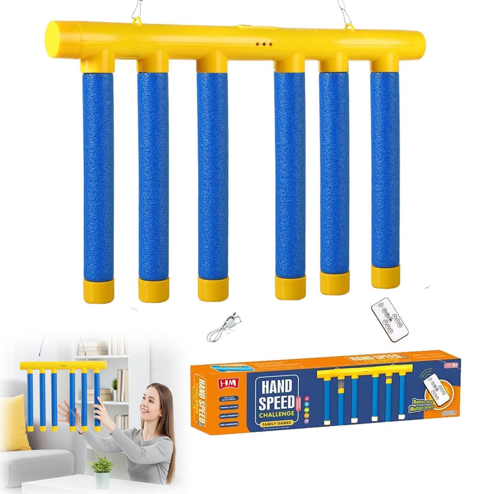 Reflective Drop Stick Hand-Eye Coordination Reflex Training Game Set (3 Speed Modes)