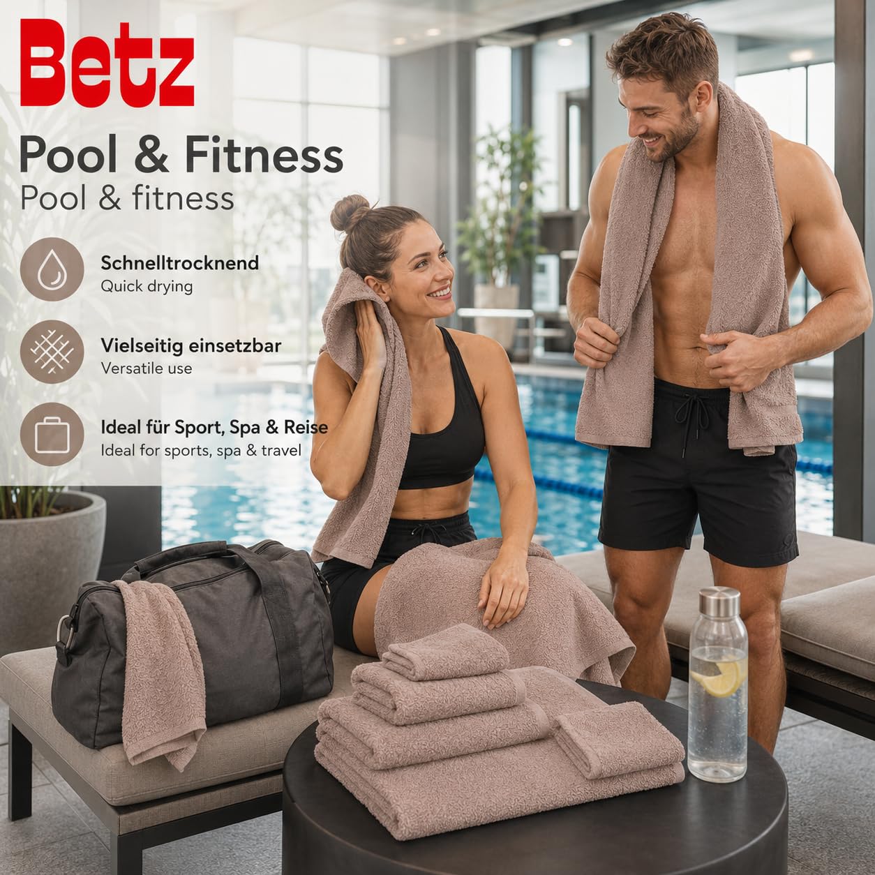 Betz 12 pezzi set di ascuigamani BERLIN 100% cotone Asciugamani da Doccia asciugamani Asciugamani per Ospiti Lavettes Guanti da Bagno Colore cappuccino - BERLIN