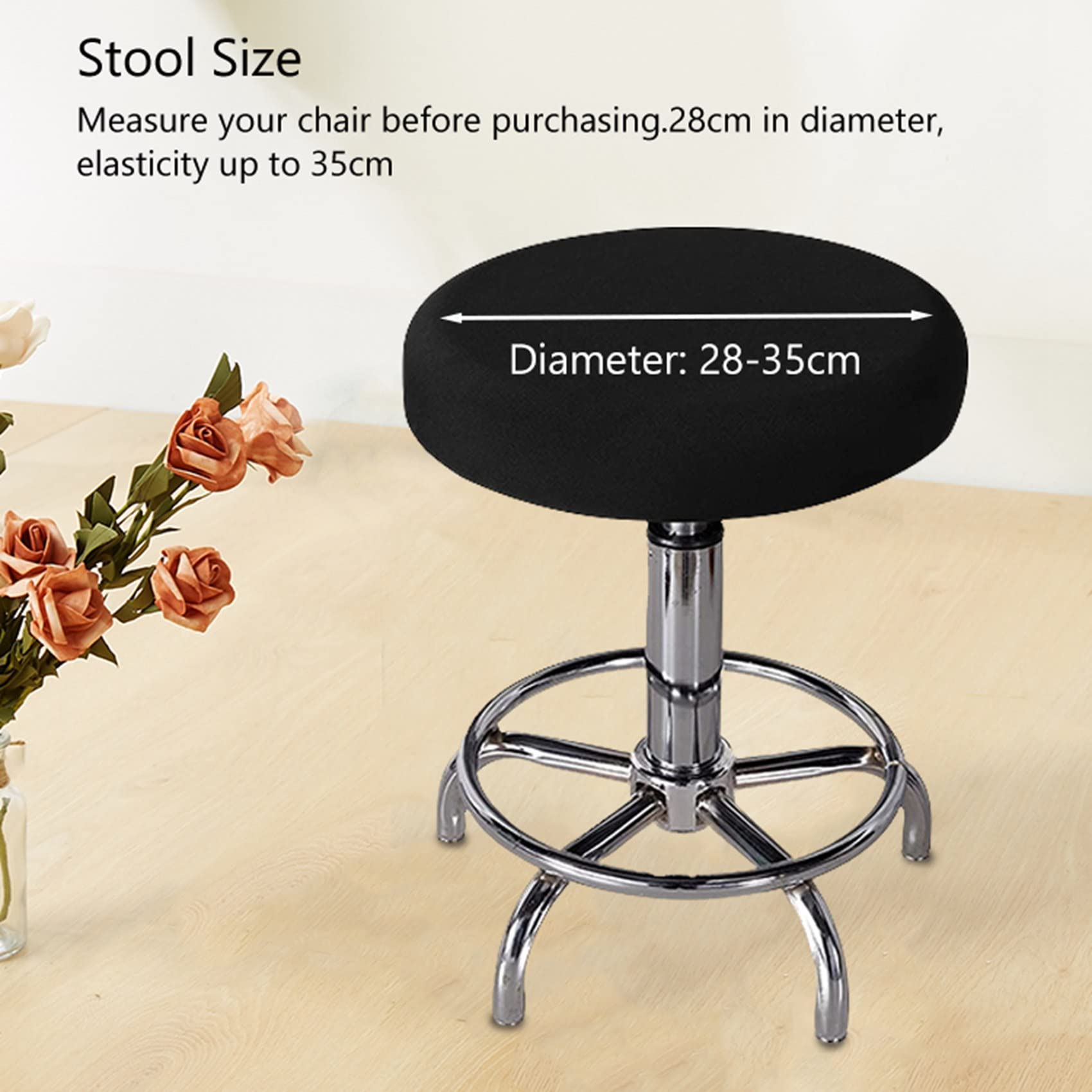 Housse de Tabouret Rond, 2 Pcs Housse de Tabouret De Bar, Housse de Coussin De Siège épais élastique, Housse Repose-Pieds, Housse Protection Chaise Pivotante, pour Salon Bureau ( Color