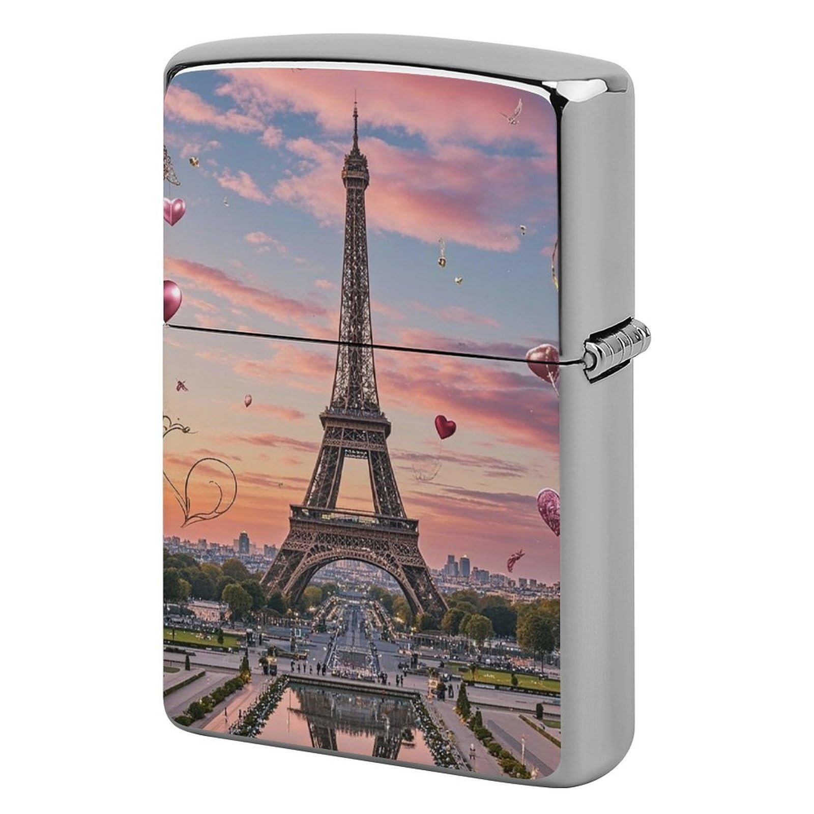 Romantic Paris Eiffel Tower Lighter Case Vintage Metal Lighter Cover Reusable Lighter Protective Sleeve Unique Design Personalized Lighter Sleeve Holder Against Dust and Scratches