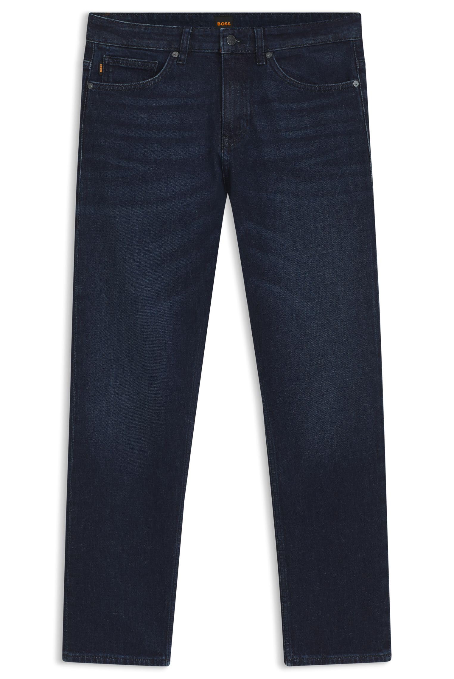 BOSS Herren Delaware BC-L-C Blaue Slim-Fit Jeans aus komfortablem Stretch-Denim