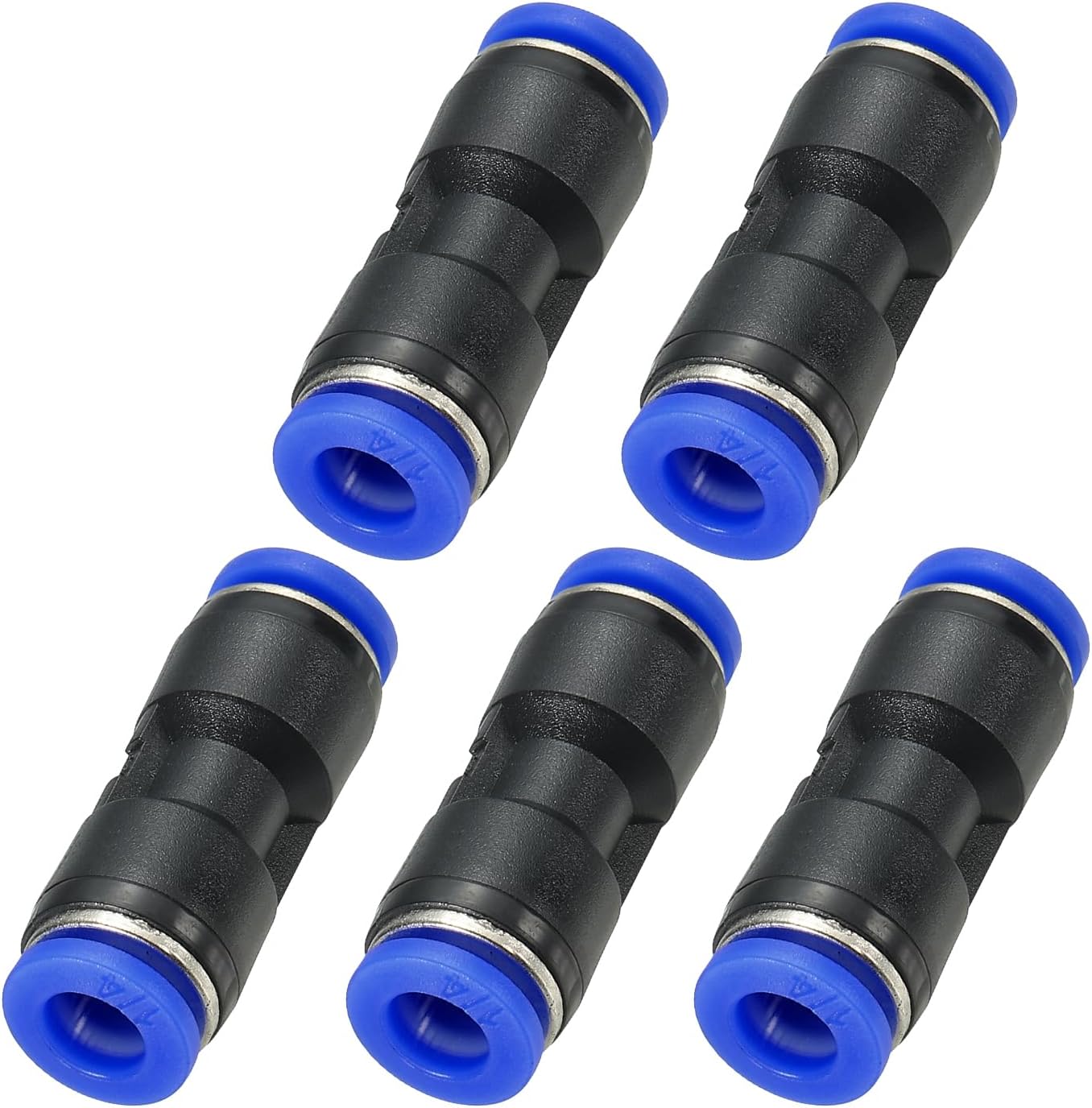 PATIKIL 5/8 Inches Push to Connect Fittings, 5Pcs Plastic Air Line Hose Fitting Quick Release Pneumatic Connectors Straight Union Two Way Coupler for Tube, Blue