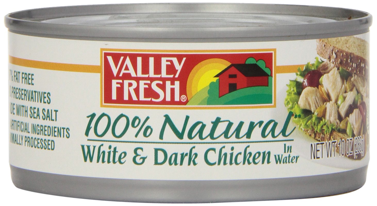 Valley Fresh 100% Natural, White & Dark Chicken in Water, 10 oz