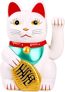 6’‘ Waving Lucky cat Janpanese Manekineko Fortune Cat Waving Arm for Fortune Money and Good Luck Battery
