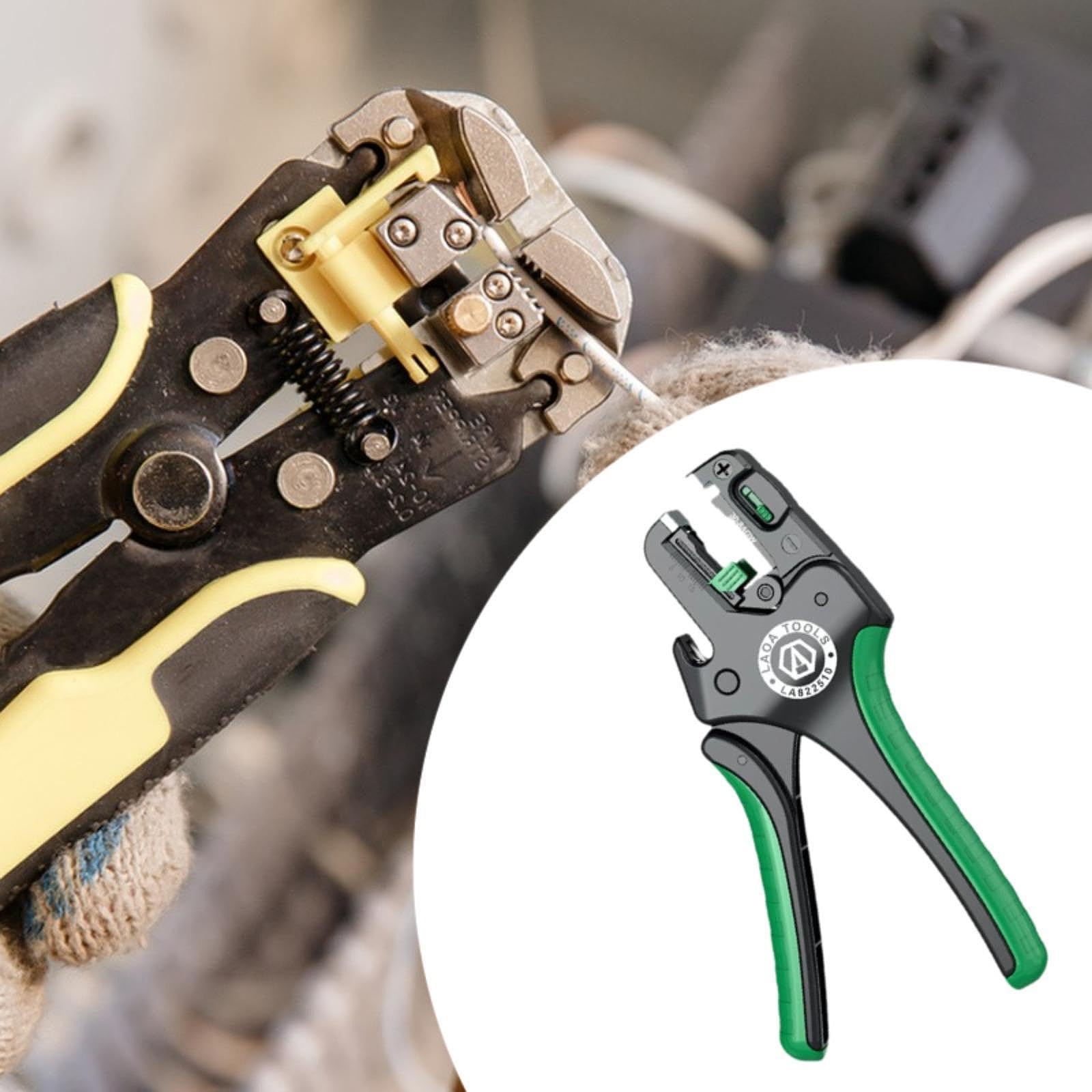 Qianly Pinza Automática Ajustable Herramienta para Desmontar Cable con de Autopresión y Corte Preciso Adecuada para Tareas de Reparación