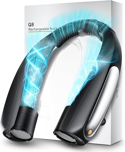Ventilador de cuello portátil, manos libres, 6 velocidades, batería de 6000 mAh, ventilador personal portátil de enfriamiento de 360, recargable,