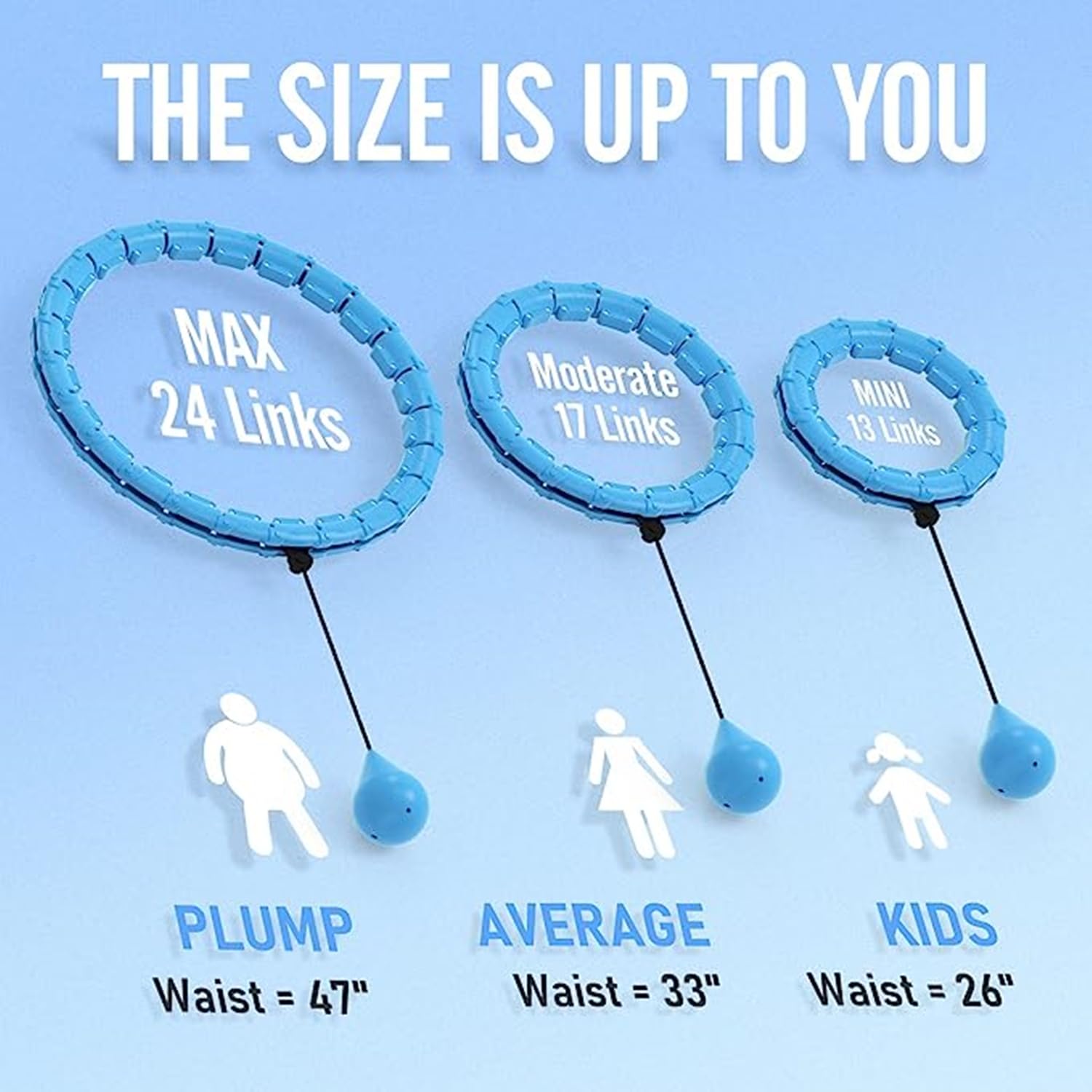 Hula hop dla dorosłych, Smart hula hop z obciążeniem, dla początkujących, nigdy nie spada, 24-częściowy regulowany obwód + masaż 360° + piłka grawitacyjna, nadaje się do utraty wagi/fitnessu/spędzania