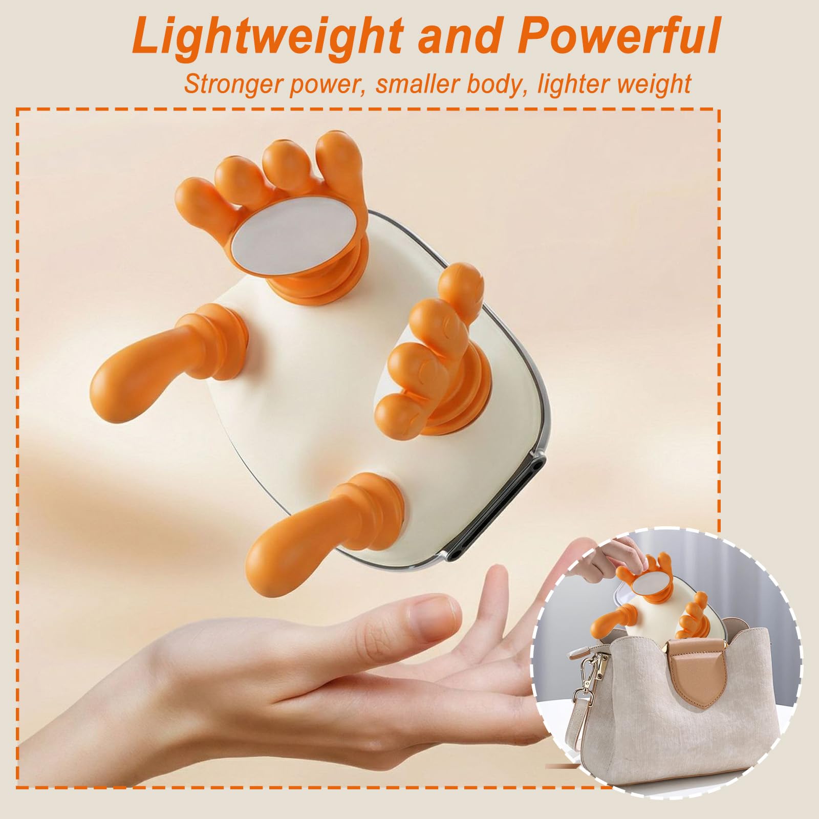 Masajeador de Cuello 4D Inalámbrico, Masajeador Cervical y Espalda con 3 Ajustes de Masaje y 2 Niveles de Calor, Eléctricos Masajeador Shiatsu Portátil para Relajar Músculos (Beige)