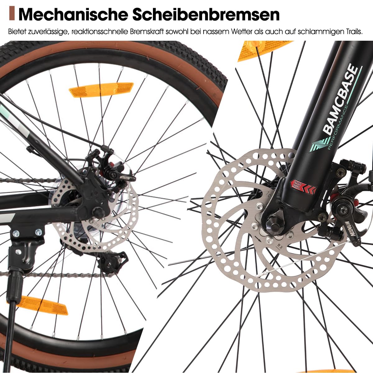 HILAND Bloomer Rower górski 26", MTB, męski i damski, 7-biegowy rower z mechanicznym hamulcem tarczowym, aluminiowa rama Hardtail, uniseks, dla dorosłych, czarny
