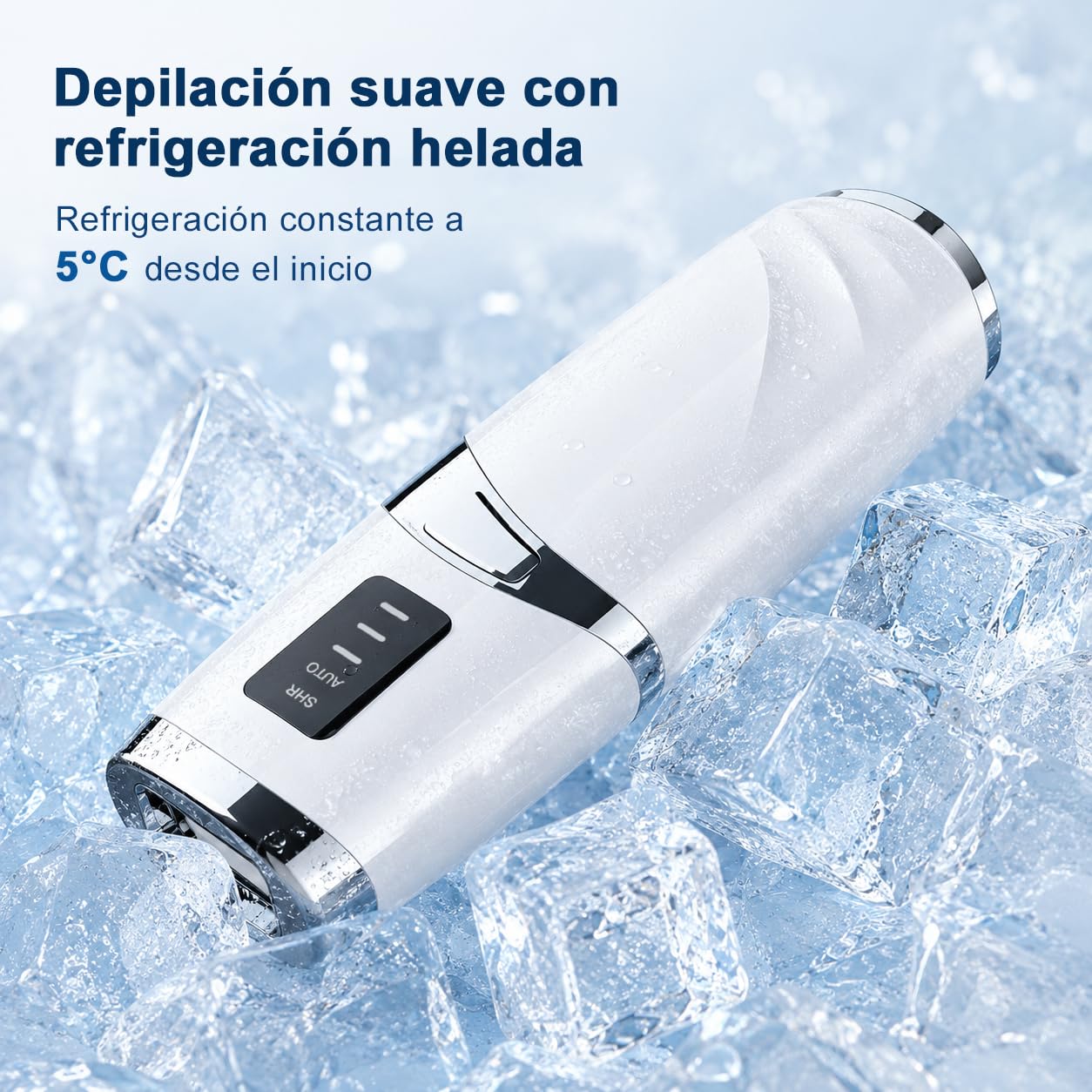 Depiladora Laser con Función de Refrigeración, Depiladora Luz Pulsada con 5 Niveles de Energía, para Mujer y Hombre, Bikini, Axilas, Cara