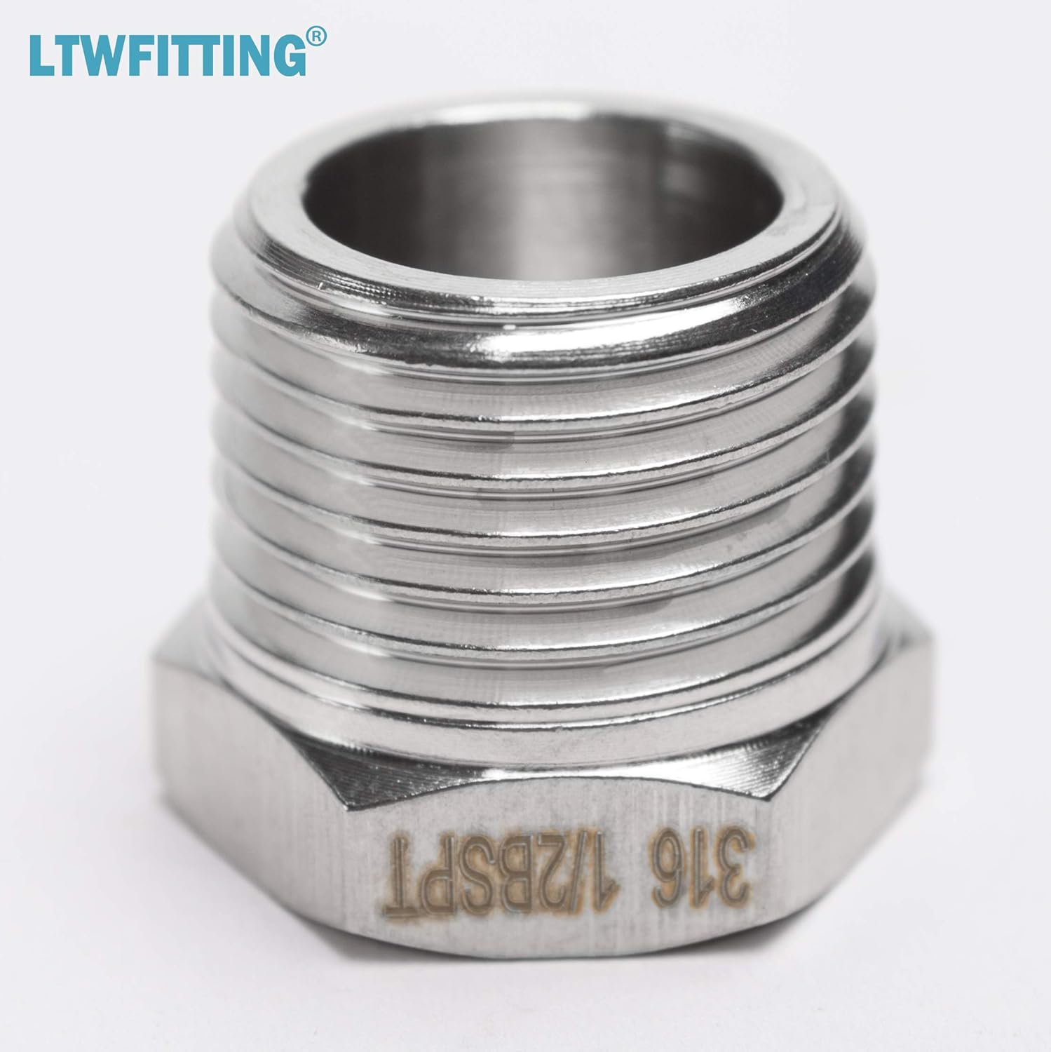 LTWFITTING Stainless Steel 316 Pipe Hex Head Plug Fitting 1/2-Inch Male BSPT Air Fuel Boat (Pack of 5)