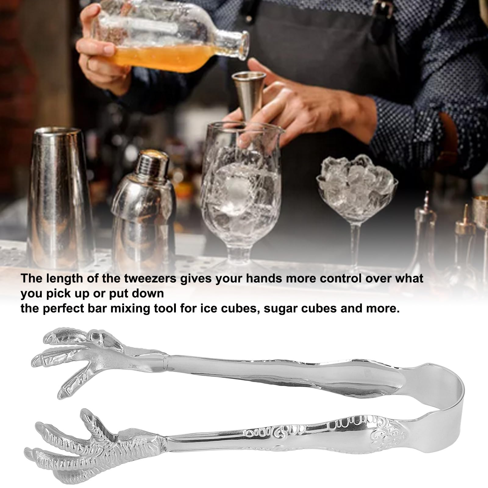 Claw Style Ice Tongs, Safe Kitchen Tweezers Prevents Slipping Rust Proof Tongs Reasonable for Bar for Sugar Cubes Bar