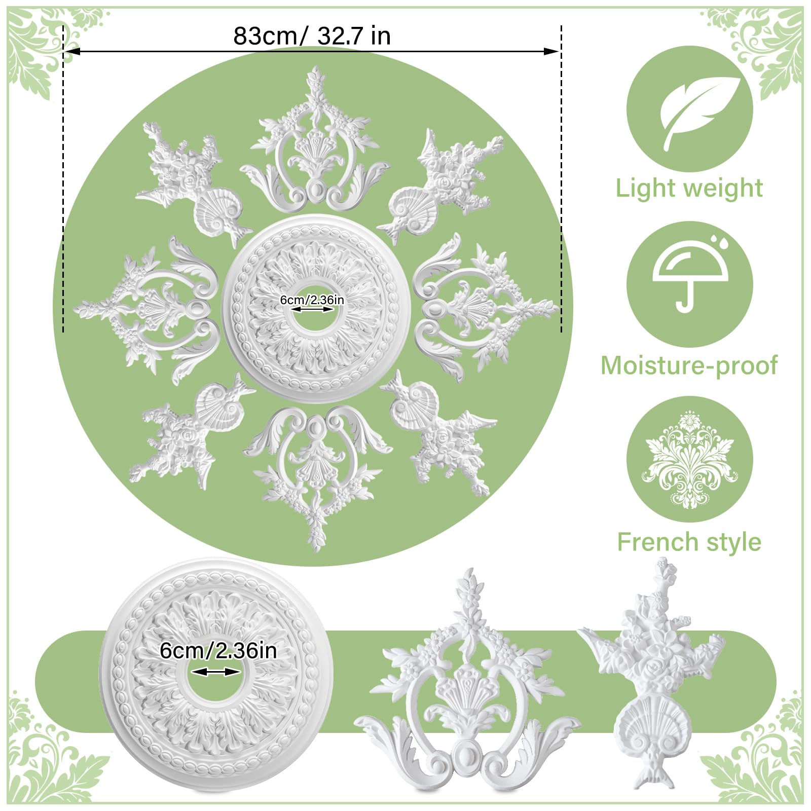 Nuanchu 32.7'' Large PU Ceiling Medallion for Chandelier Light Fixtures — Amazon image 2