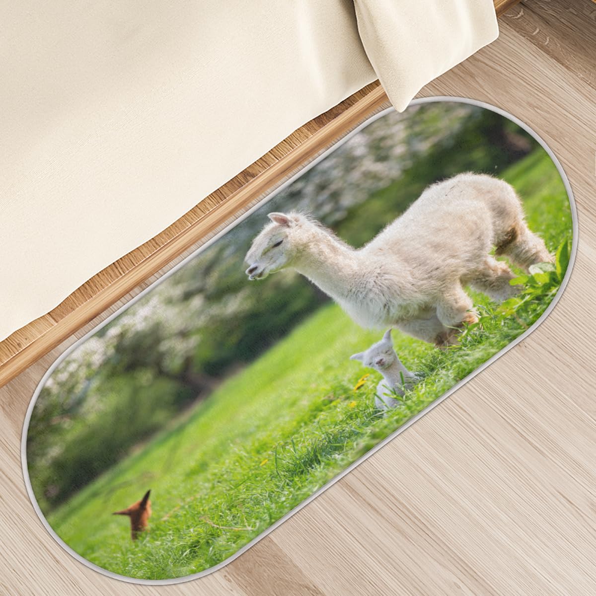 Tapis antidérapant blanc de cuisine et salle de bain TropicalLife 50 x 120 cm à poils longs