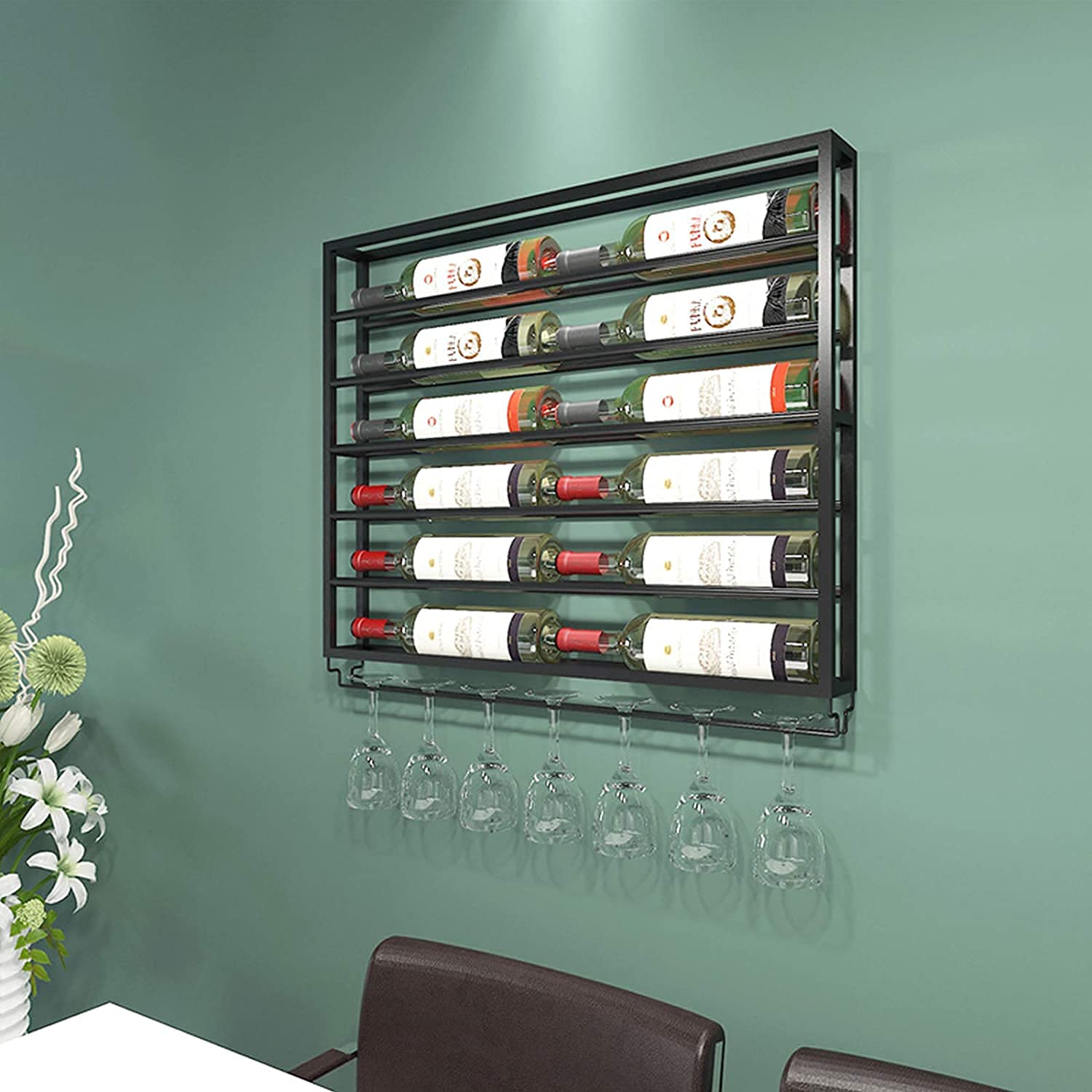 ワインラック Amazon｜鉄製壁掛けワインラック、ワイングラス&ワインボトル