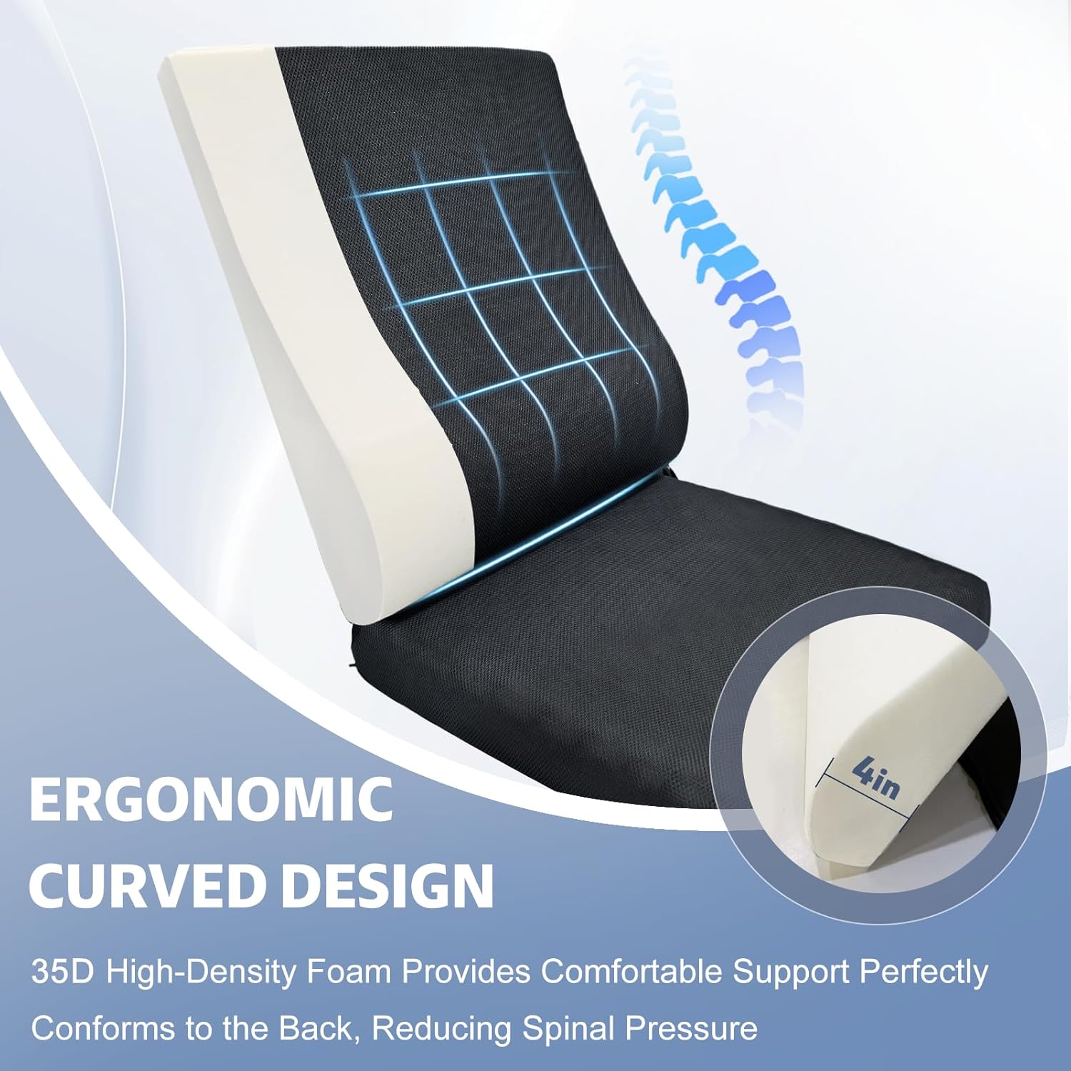 JZHLLA Rocking Chair Cushions Indoor, Egg Crate Foam Seat and Ergonomically Curved Back Cushion, Rocking Chairs Pad with Breathable Mesh Cover and Ties for Wooden Rocking Chair
