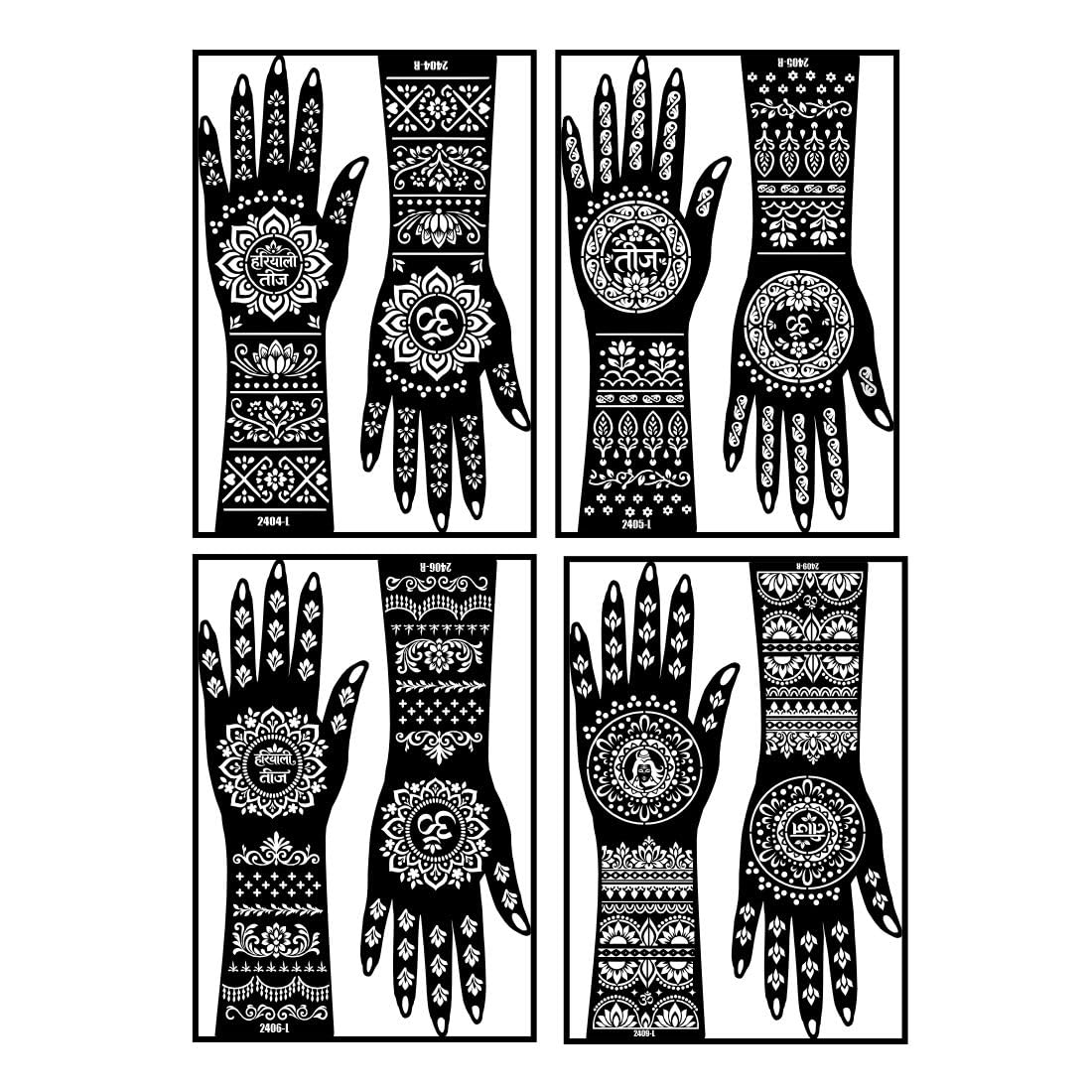 VOORKOMS Traditional Hariyali Teej Mehndi Stencil Sticker Combo For Women-image-42