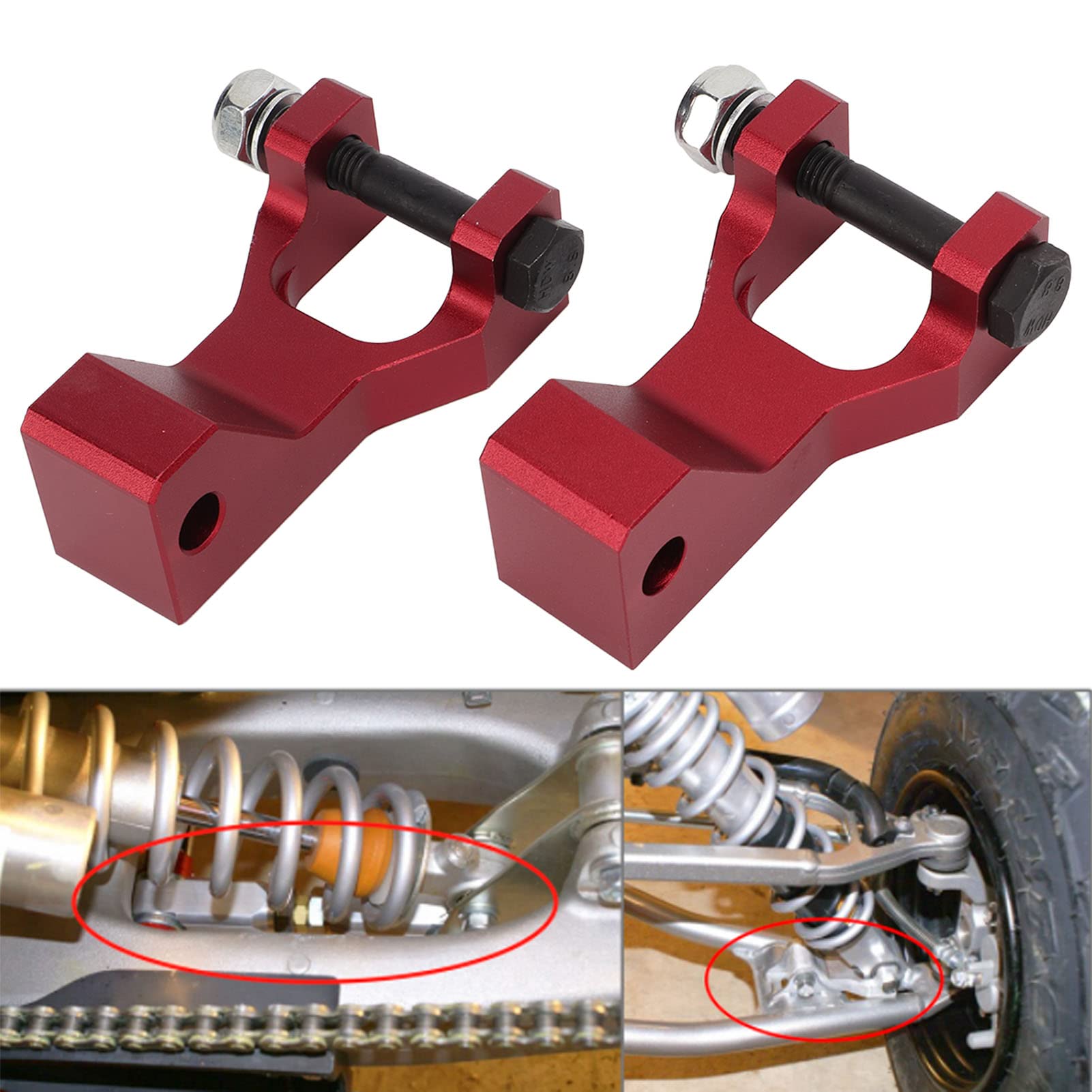 Kit de chute avant arrière, 5 pièces/ensemble ATV avant arrière abaissement Kit de chute en alliage d'aluminium de remplacement pour Raptor 350 660 700(rouge)