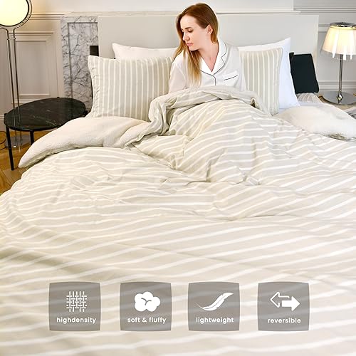 Miniatura 3 de Funda de edredón de mezcla de algodón tamaño King, funda de edredón súper suave para todas las estaciones, funda de edredón sherpa, cierre de